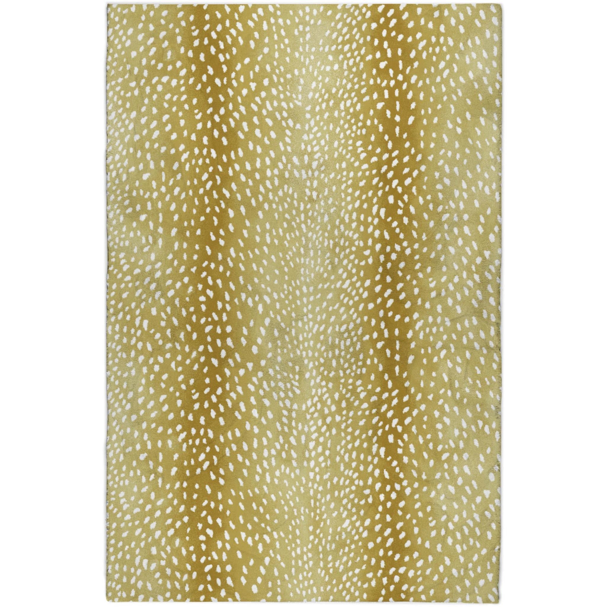 10' X 14' Gold And Silver Animal Print Shag Washable Area Rug With UV Protection - Home & Garden