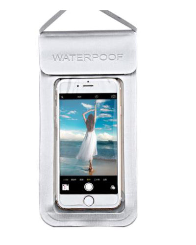 Swimming Bag Durable TPU Universal Waterproof Mobile Phone Cover Case Strong Seal Cellphones Neck Pouch Silver Color