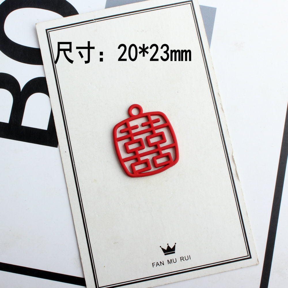 DIY enamel Double happiness Chinese knot charms for Earrings Necklace Pendant handmade jewelry making jewellery material 1