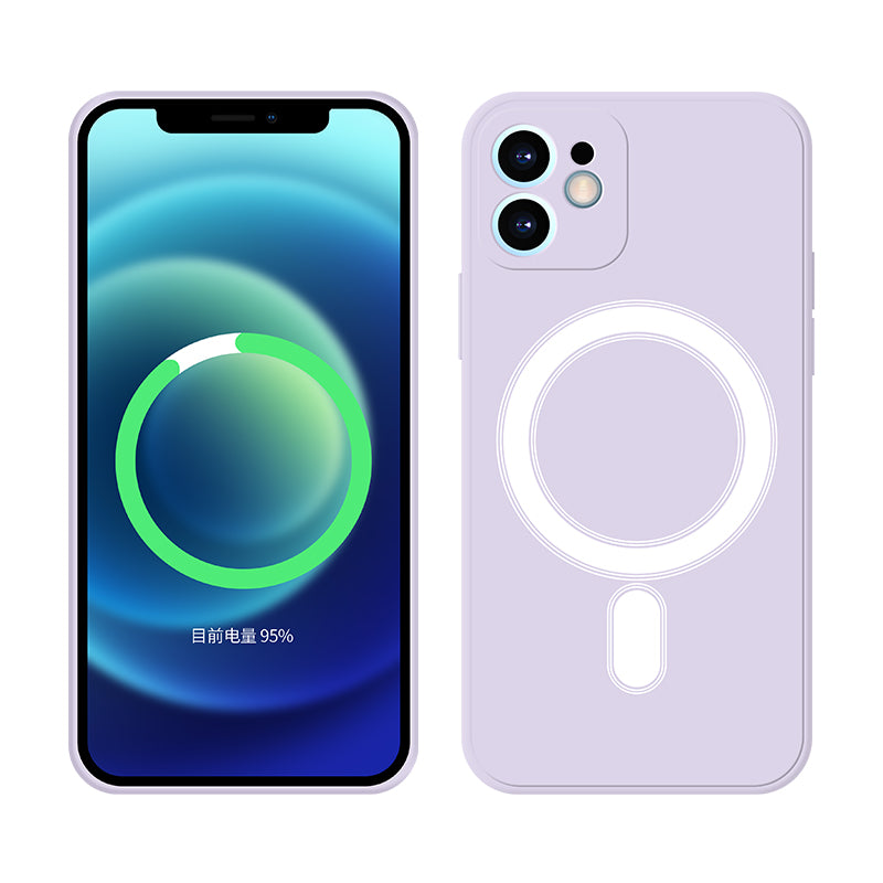 Magnet Case For iPhone 12 Mini 11 Pro Max 12Pro X XS XR 7 8 Plus SE Silicone Magnetic Phone Cover Light Purple