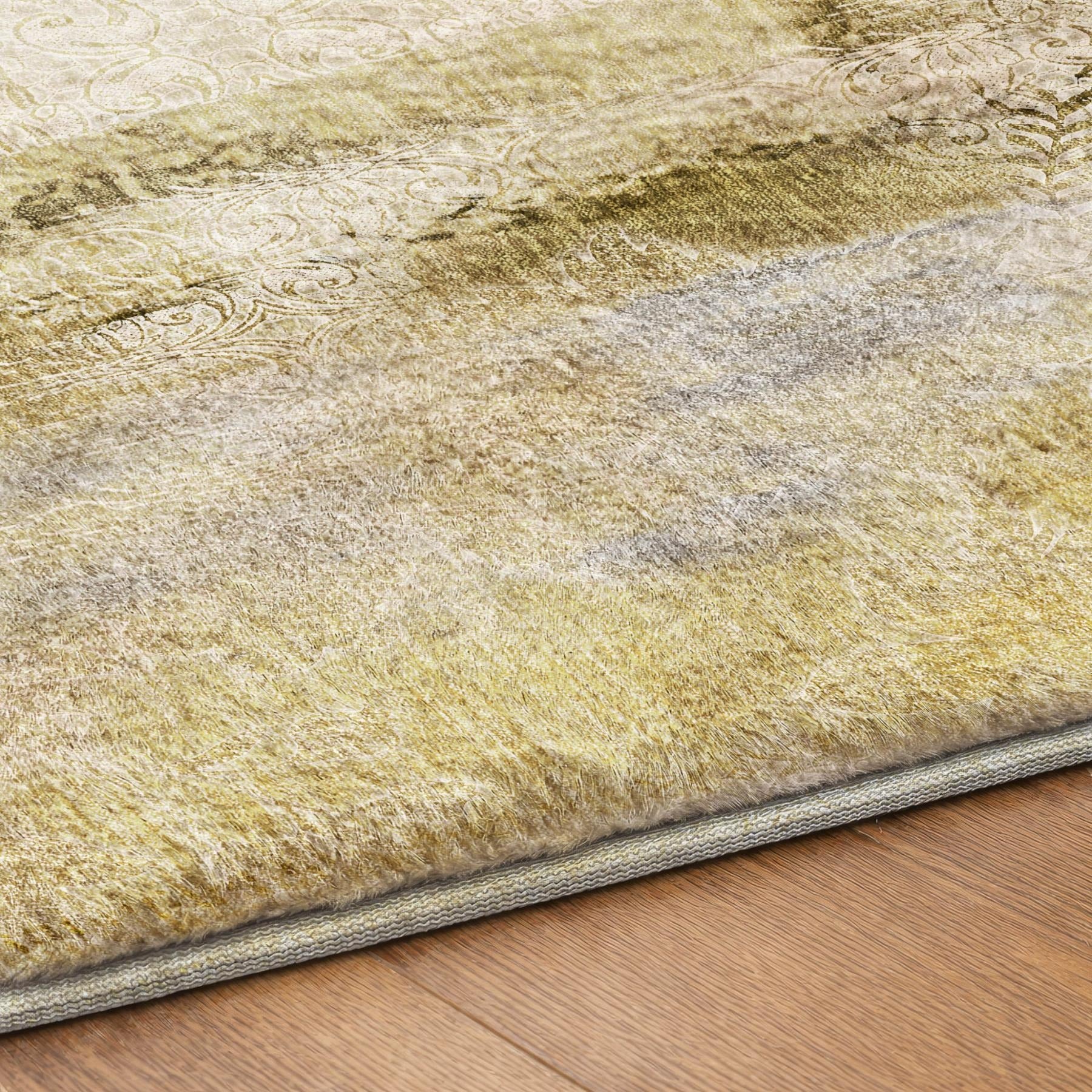 10' X 14' Taupe And Beige Abstract Shag Washable Area Rug With UV Protection - Home & Garden