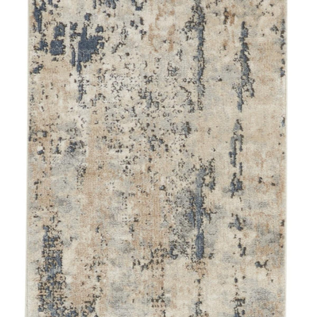 12' Beige And Gray Abstract Runner Rug - Home & Garden