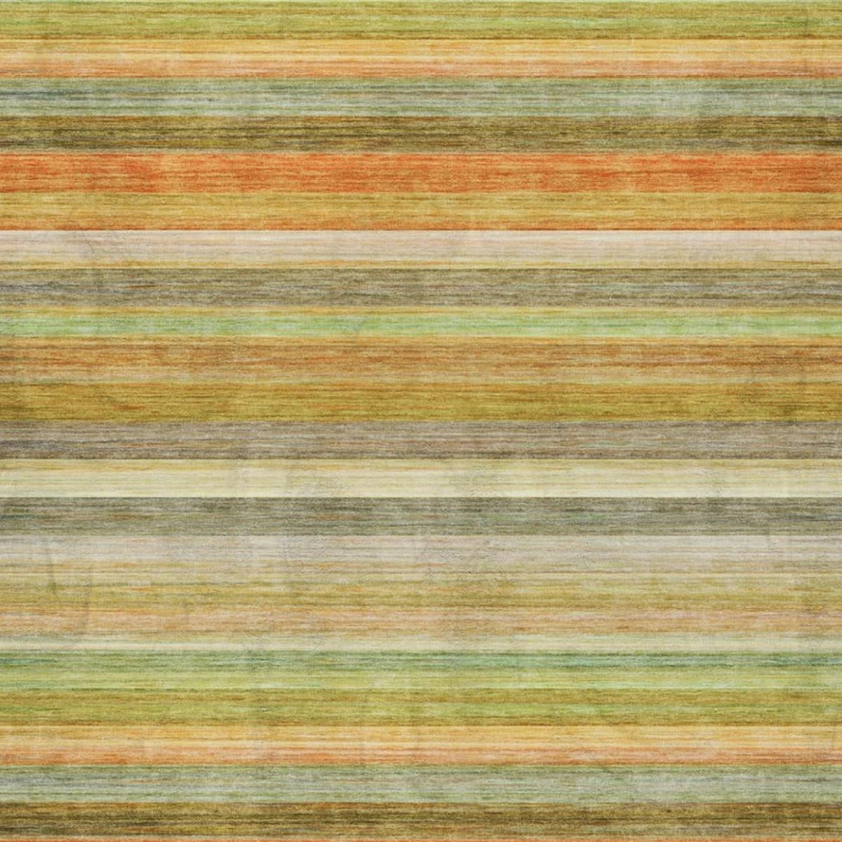 3' X 5' Green And Orange Striped Shag Washable Area Rug With UV Protection - Home & Garden