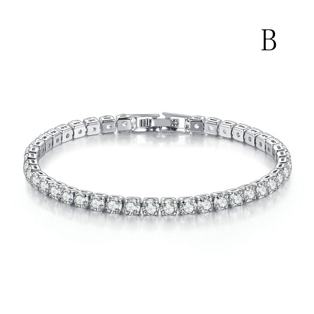 Tennis Bracelet Wrist Chain Round Cut Zircon Vintage Gold Filled Accessories B