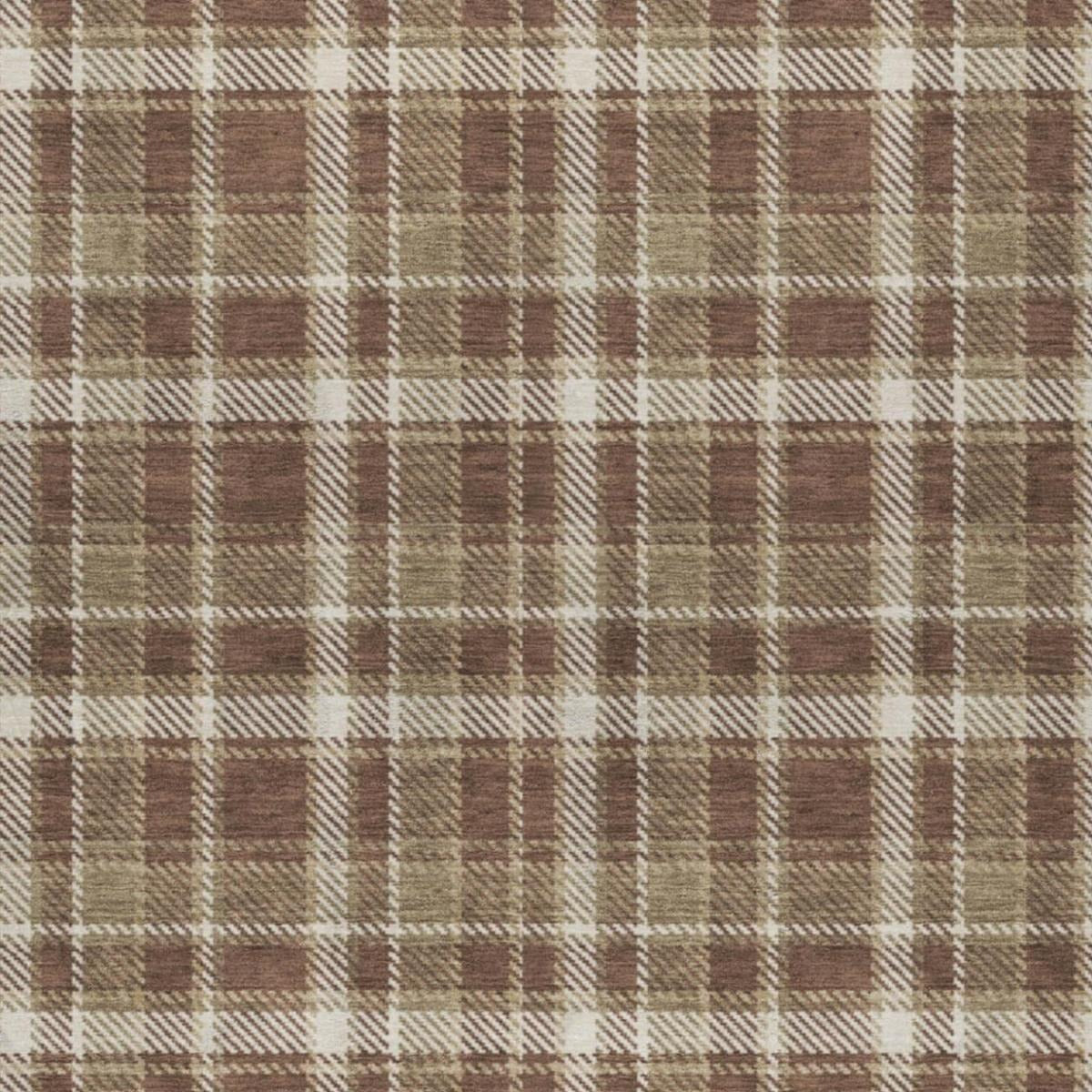 3' X 5' Chocolate And Taupe Plaid Shag Washable Area Rug With UV Protection - Home & Garden