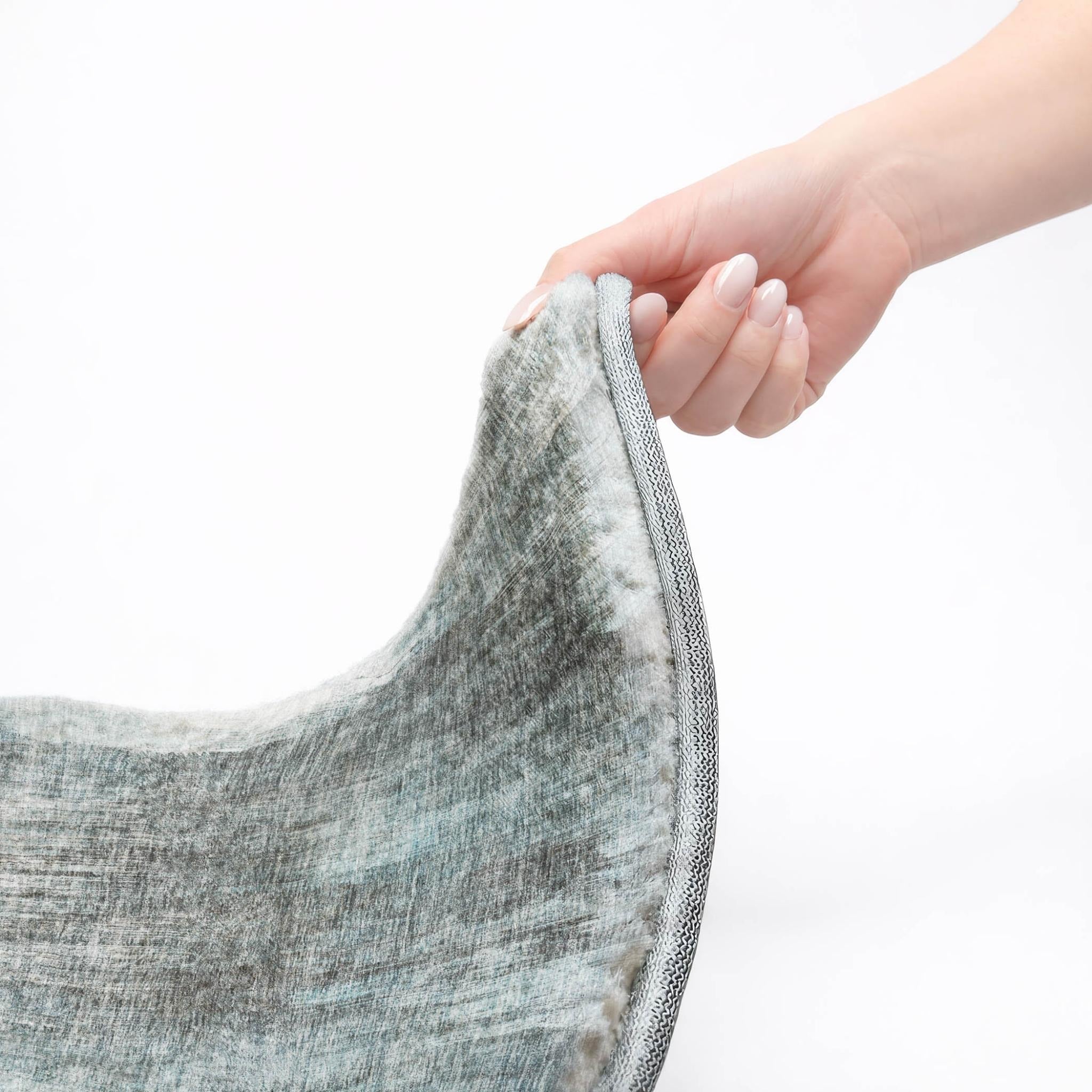 10' X 14' Teal And Ivory Abstract Shag Washable Area Rug With UV Protection - Home & Garden