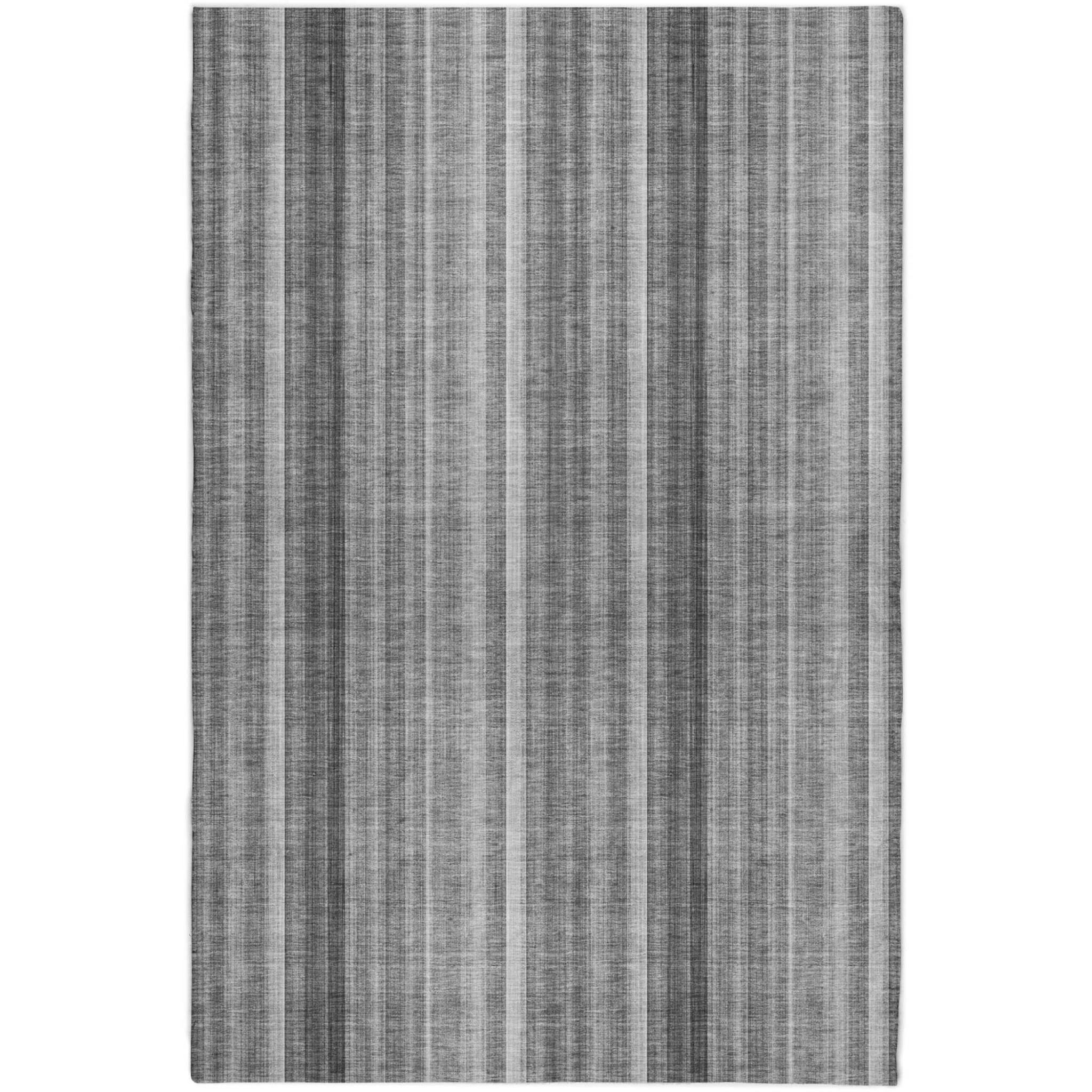 3' X 5' Gray And Silver Striped Shag Washable Area Rug With UV Protection - Home & Garden