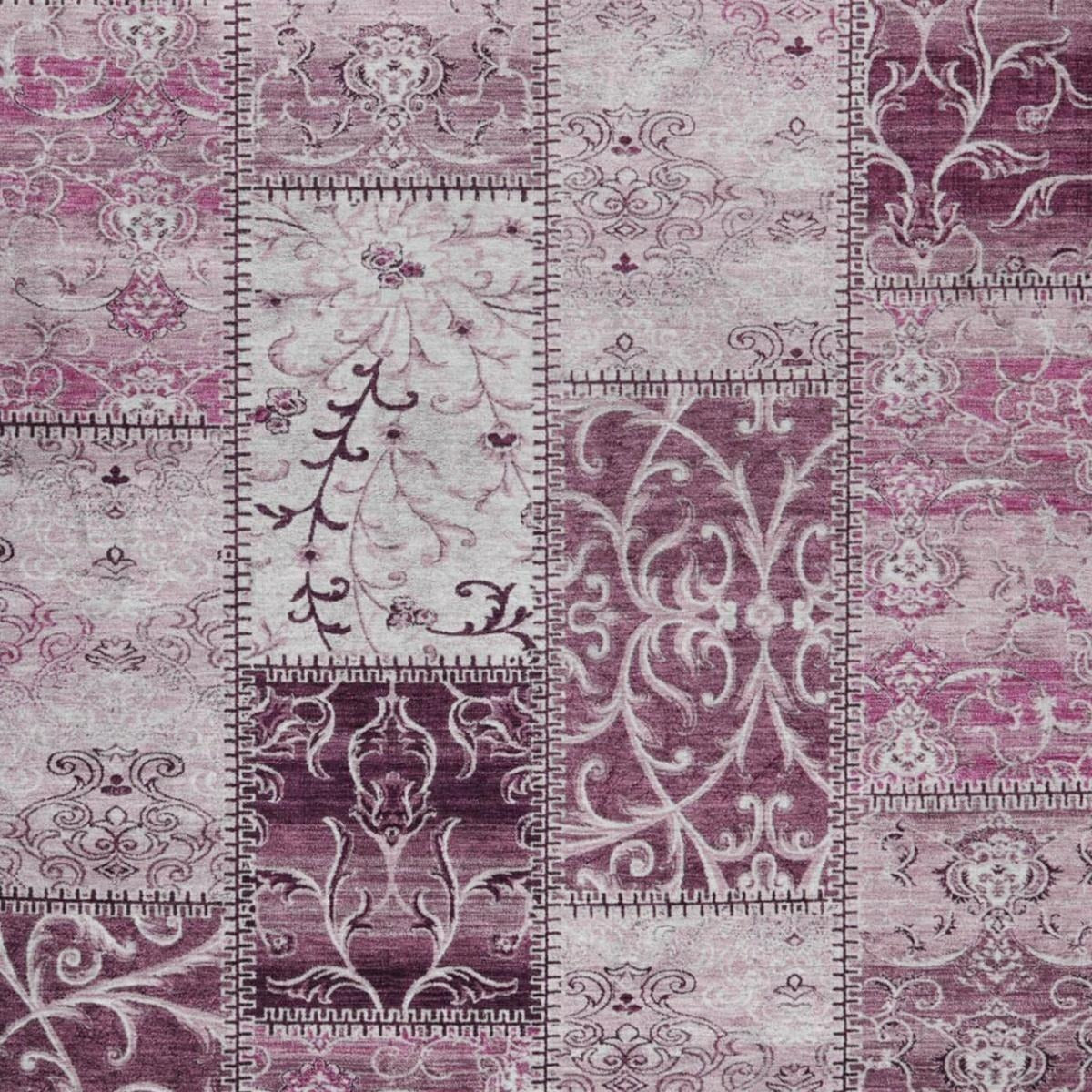 10' X 14' Burgundy And Eggplant Floral Shag Washable Area Rug With UV Protection - Home & Garden