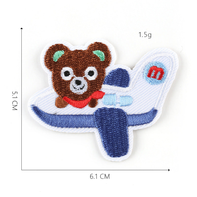 Embroidered patch cartoon animal bear flower DIY children's clothing accessories sewing ironing patch stickers jewelry patch 9