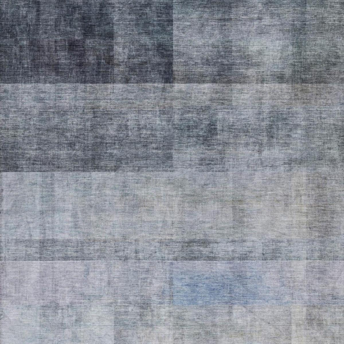 5' X 8' Navy Blue And Gray Geometric Shag Washable Area Rug With UV Protection - Home & Garden