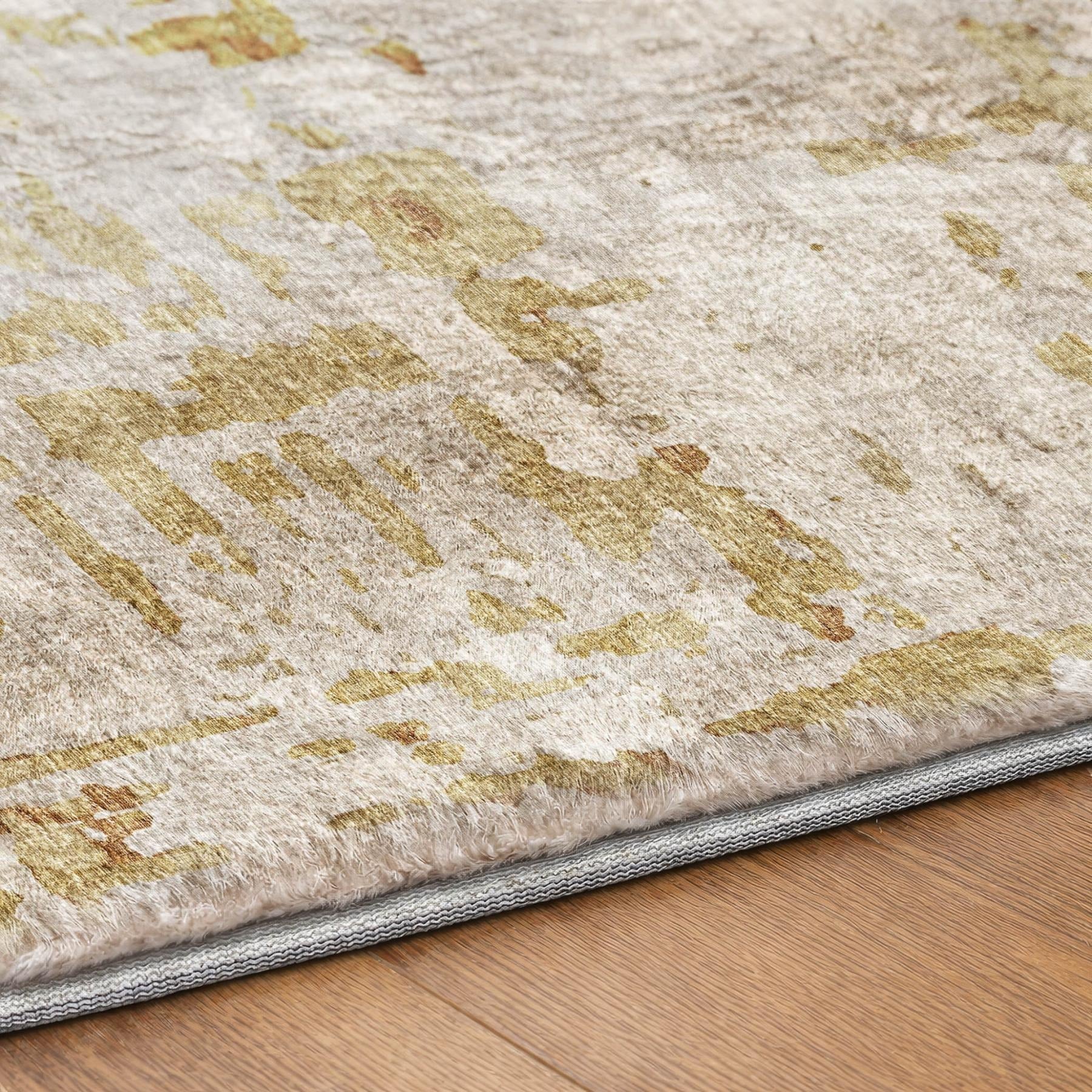 10' X 14' Gray And Beige Abstract Shag Washable Area Rug With UV Protection - Home & Garden