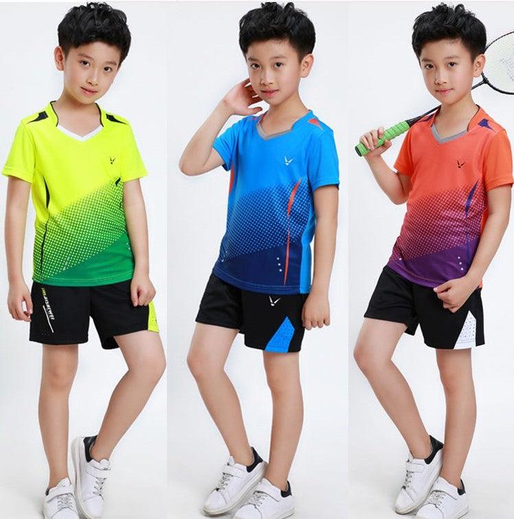 Boys Badminton Sets , children tennis clothes , badminton Suit for kids , table Shirt + Shorts Set , Cool table tennis clothing