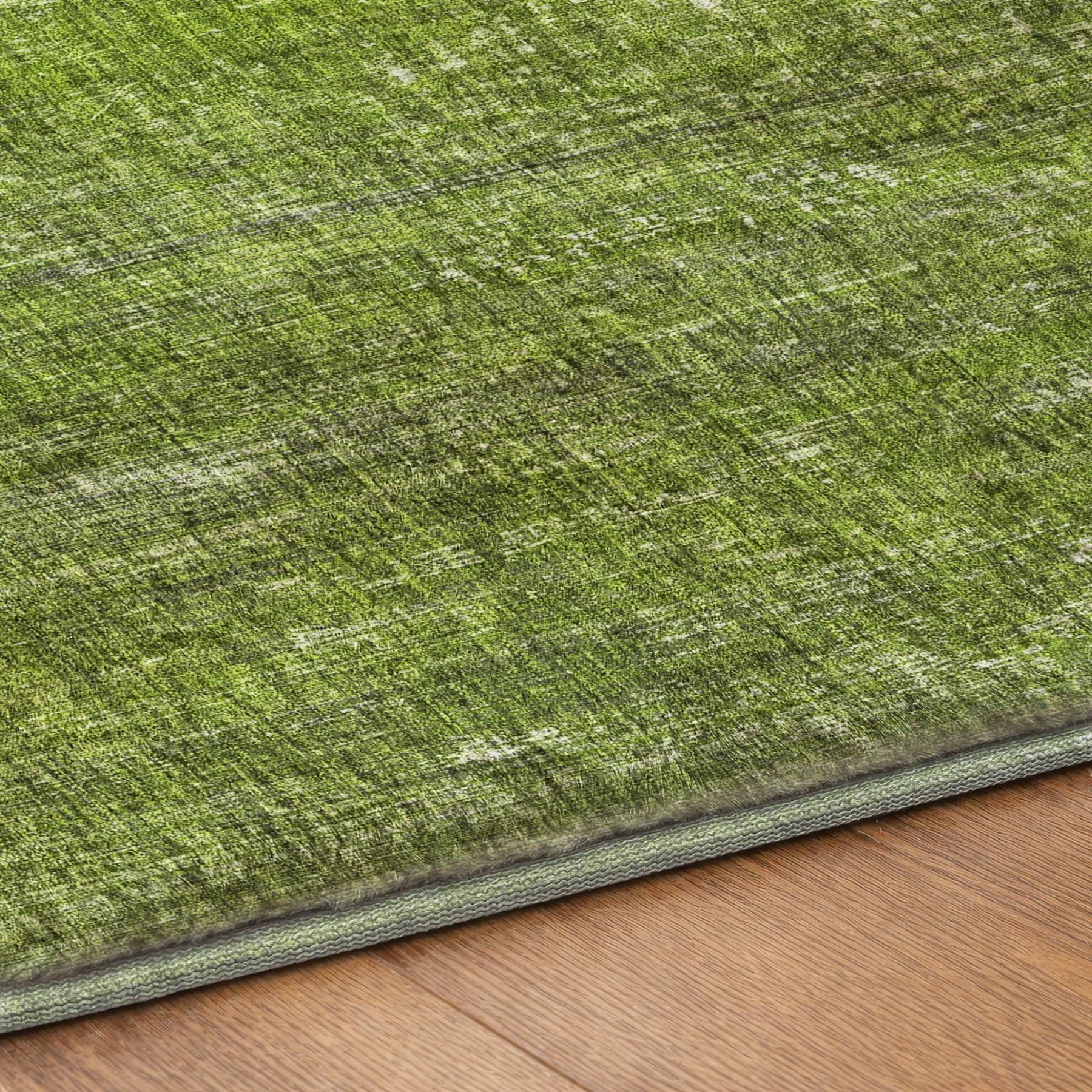 10' X 14' Green And Gray Striped Shag Washable Area Rug With UV Protection - Home & Garden