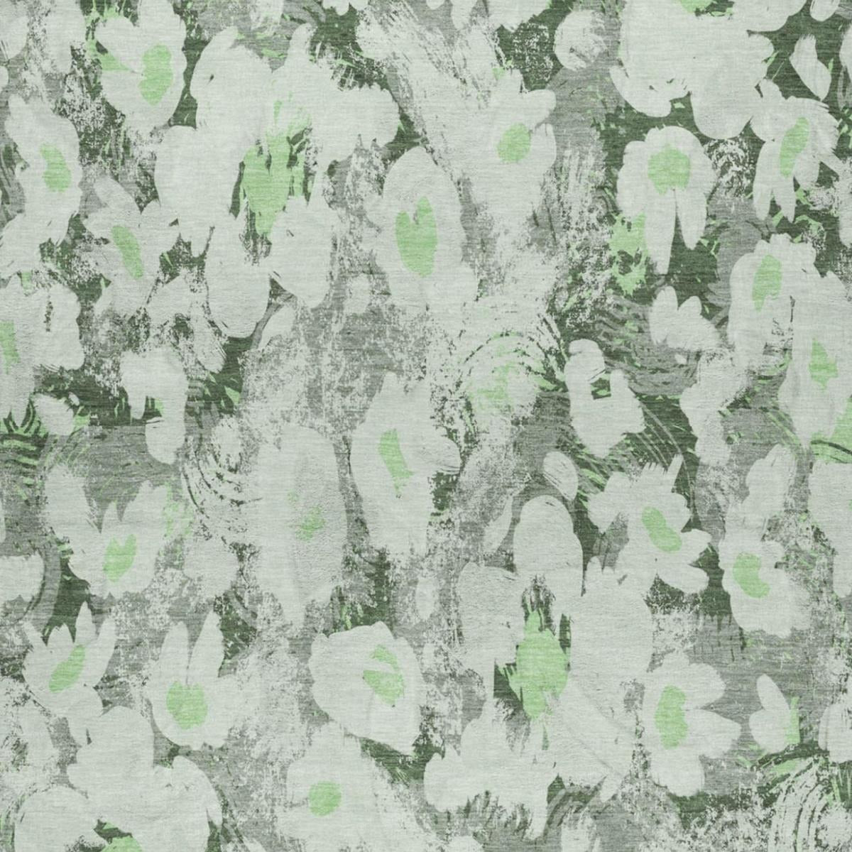 10' X 14' Green And Gray Floral Shag Washable Area Rug With UV Protection - Home & Garden
