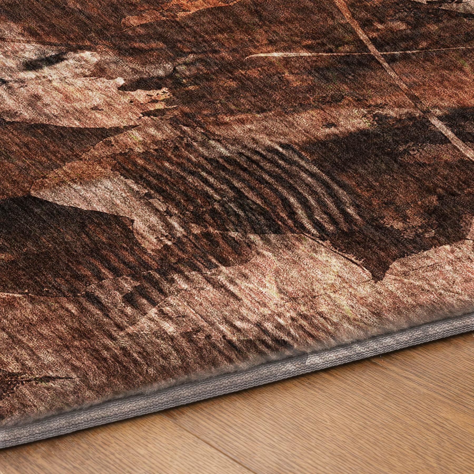 10' X 14' Orange And Charcoal Floral Shag Washable Area Rug With UV Protection - Home & Garden