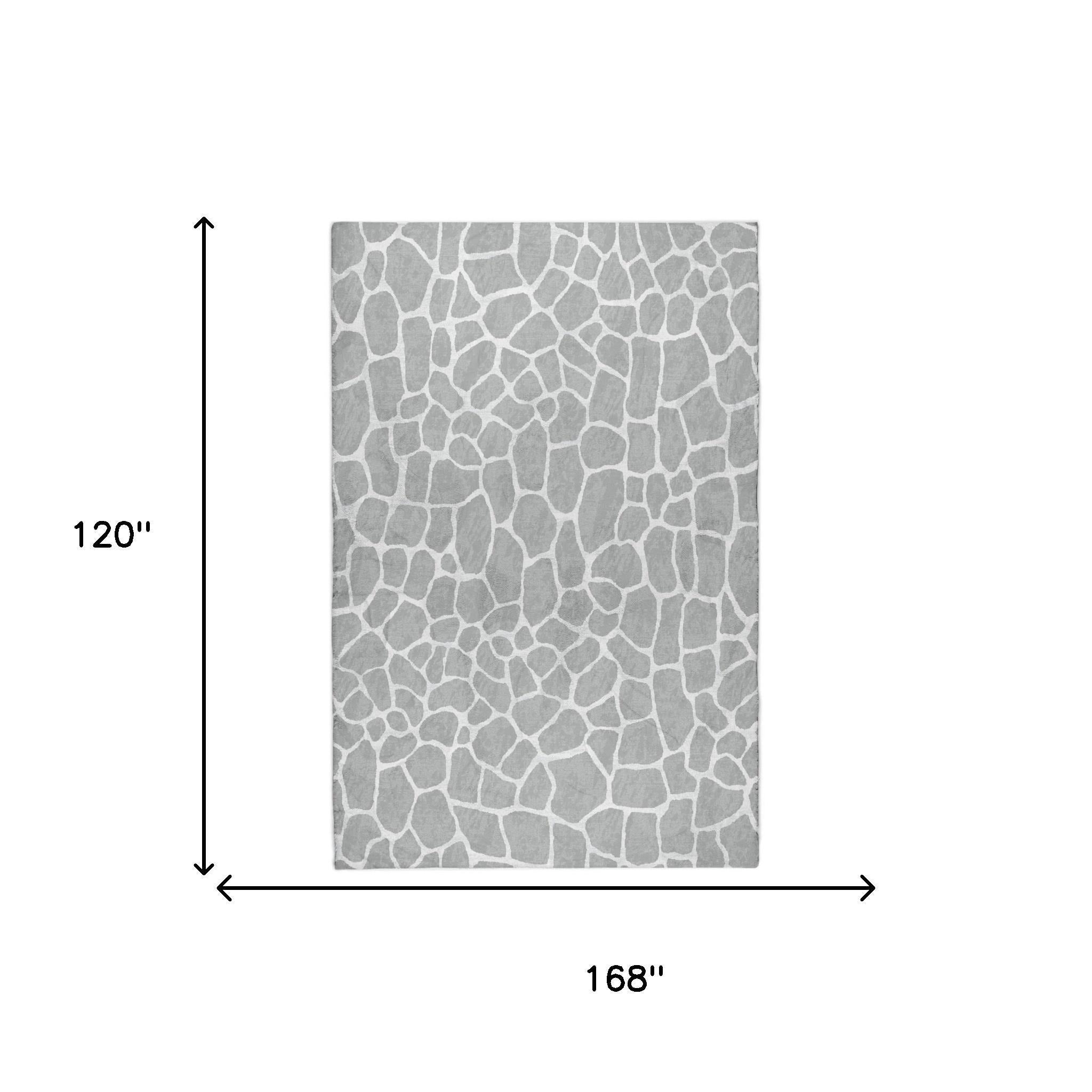 10' X 14' Gray And White Animal Print Shag Washable Area Rug With UV Protection - Home & Garden