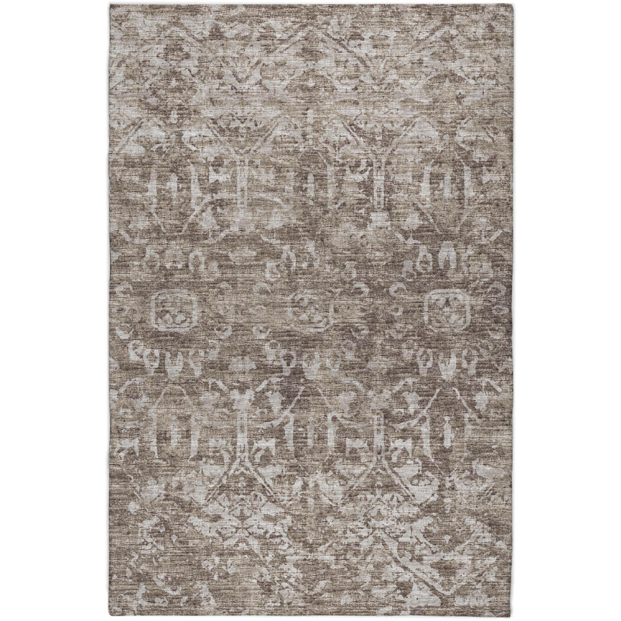 10' X 14' Brown And Charcoal Oriental Shag Washable Area Rug With UV Protection - Home & Garden