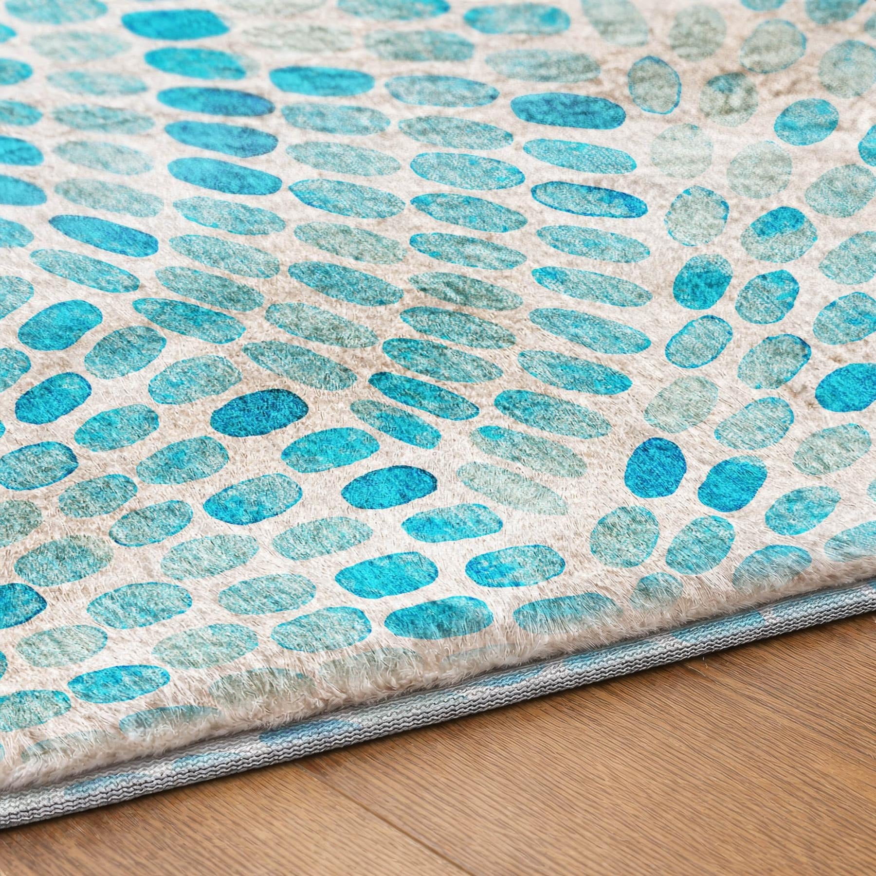 10' X 14' Aqua And Cobalt Geometric Shag Washable Area Rug With UV Protection - Home & Garden