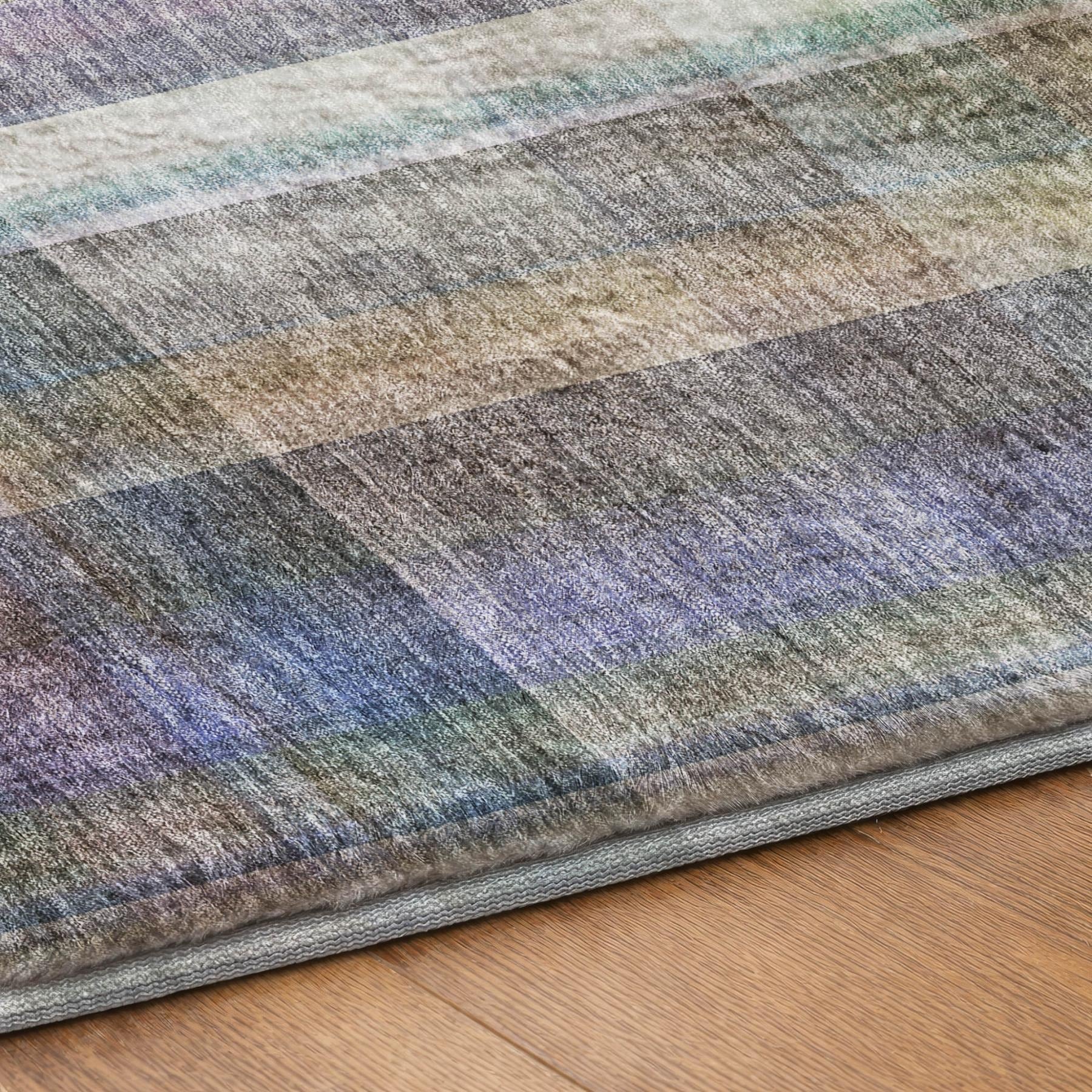 10' X 14' Green And Blue Plaid Shag Washable Area Rug With UV Protection - Home & Garden