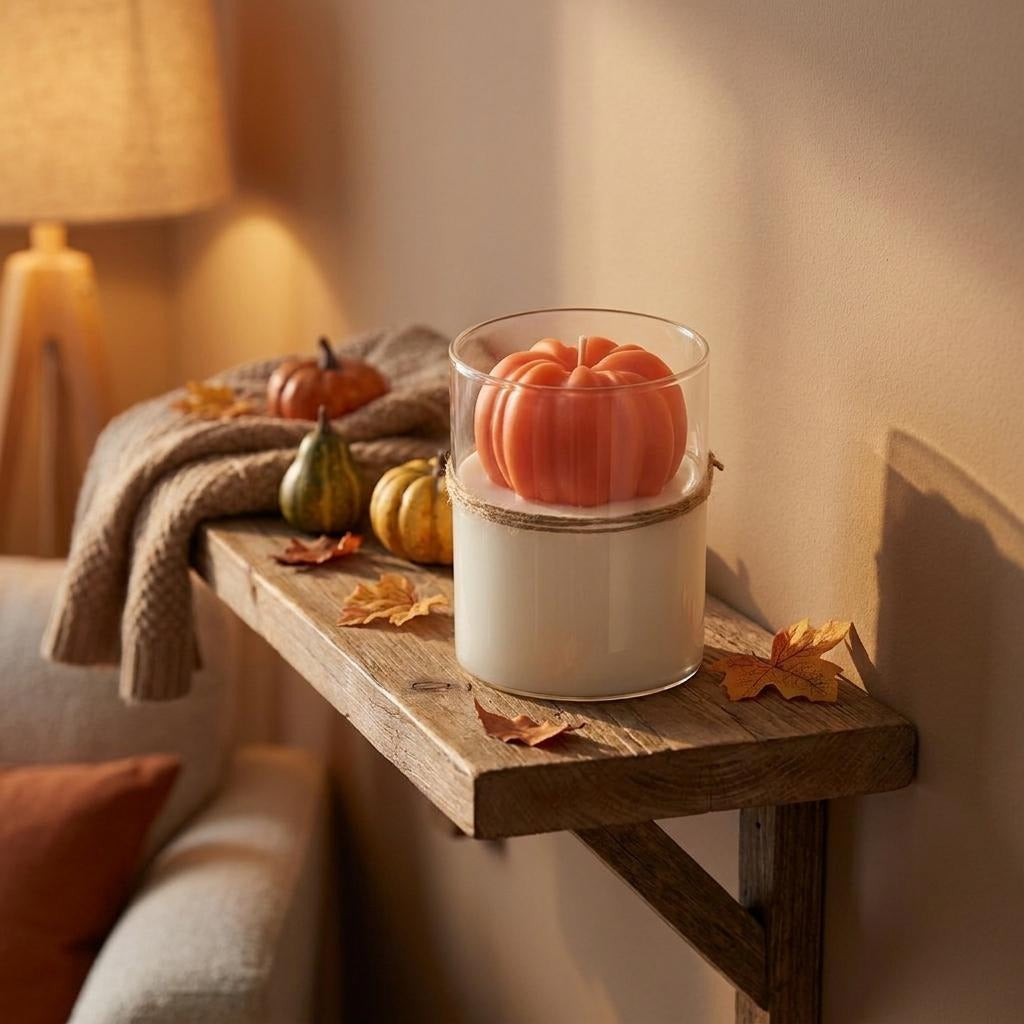 3" Pink Autumn Harvest Scented Mini Pumpkin Candle In Clear Glass Jar - Home & Garden