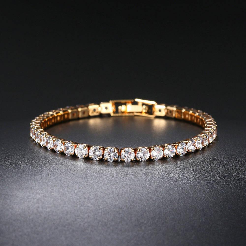 Tennis Bracelet Wrist Chain Round Cut Zircon Vintage Gold Filled Accessories