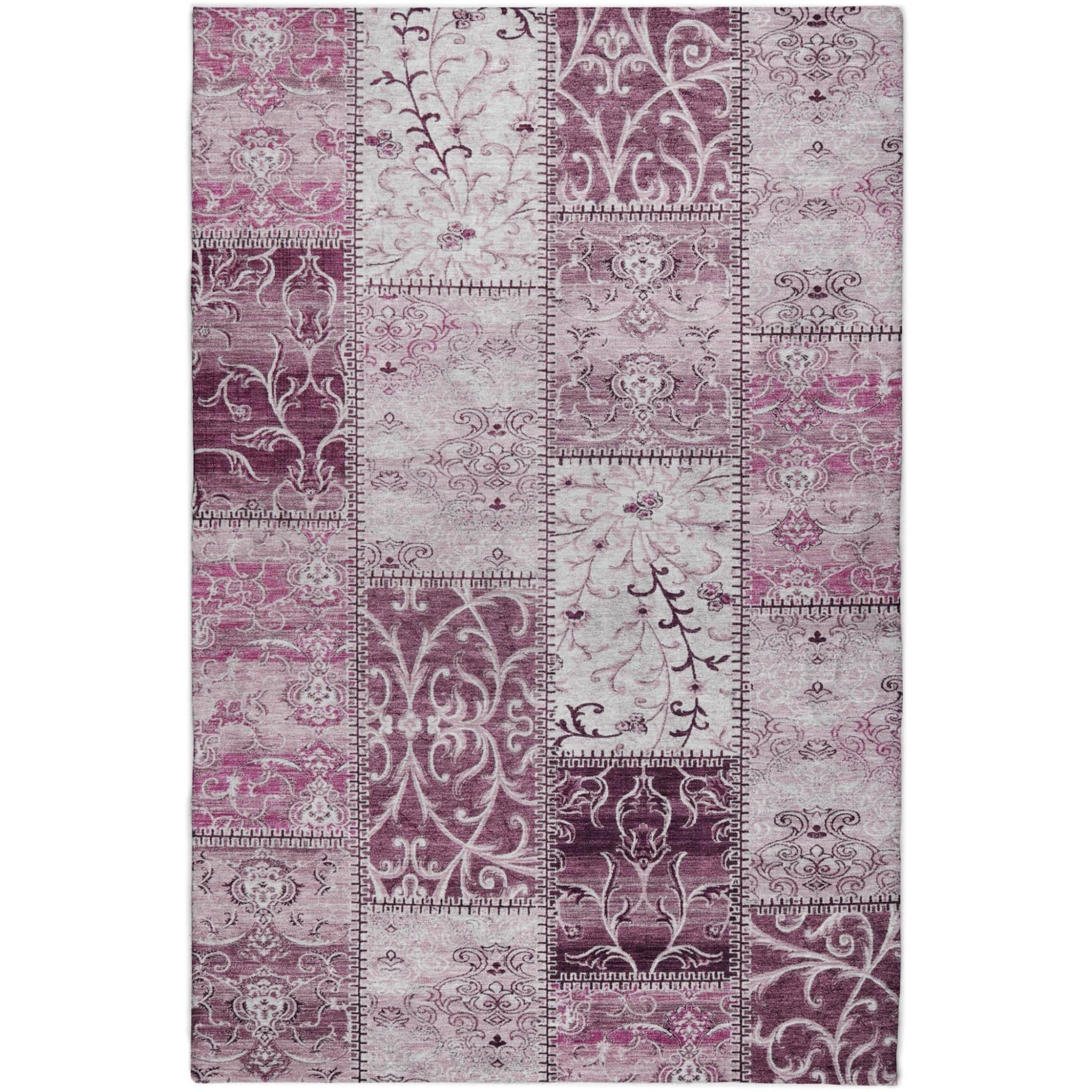 10' X 14' Burgundy And Eggplant Floral Shag Washable Area Rug With UV Protection - Home & Garden