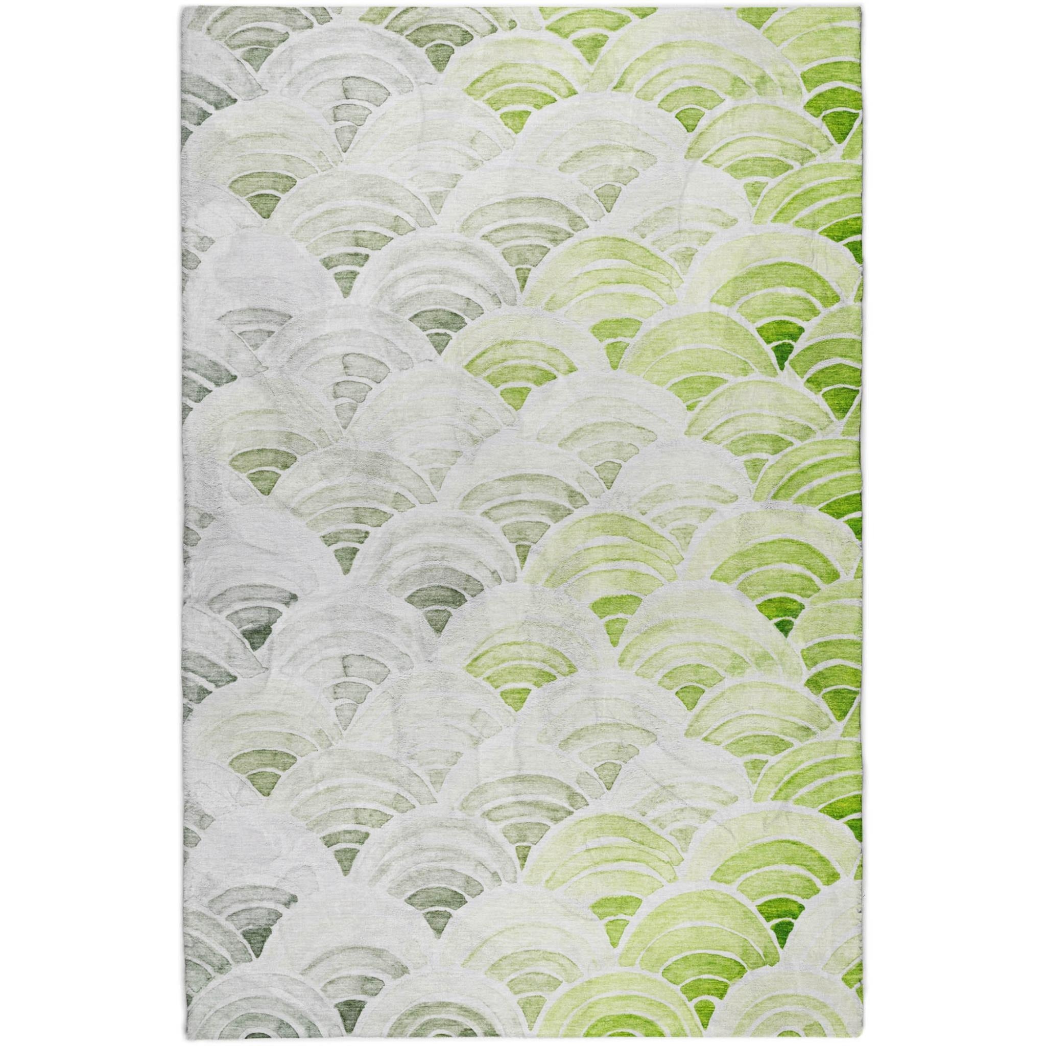 10' X 14' Green And Lime Green Geometric Shag Washable Area Rug With UV Protection - Home & Garden