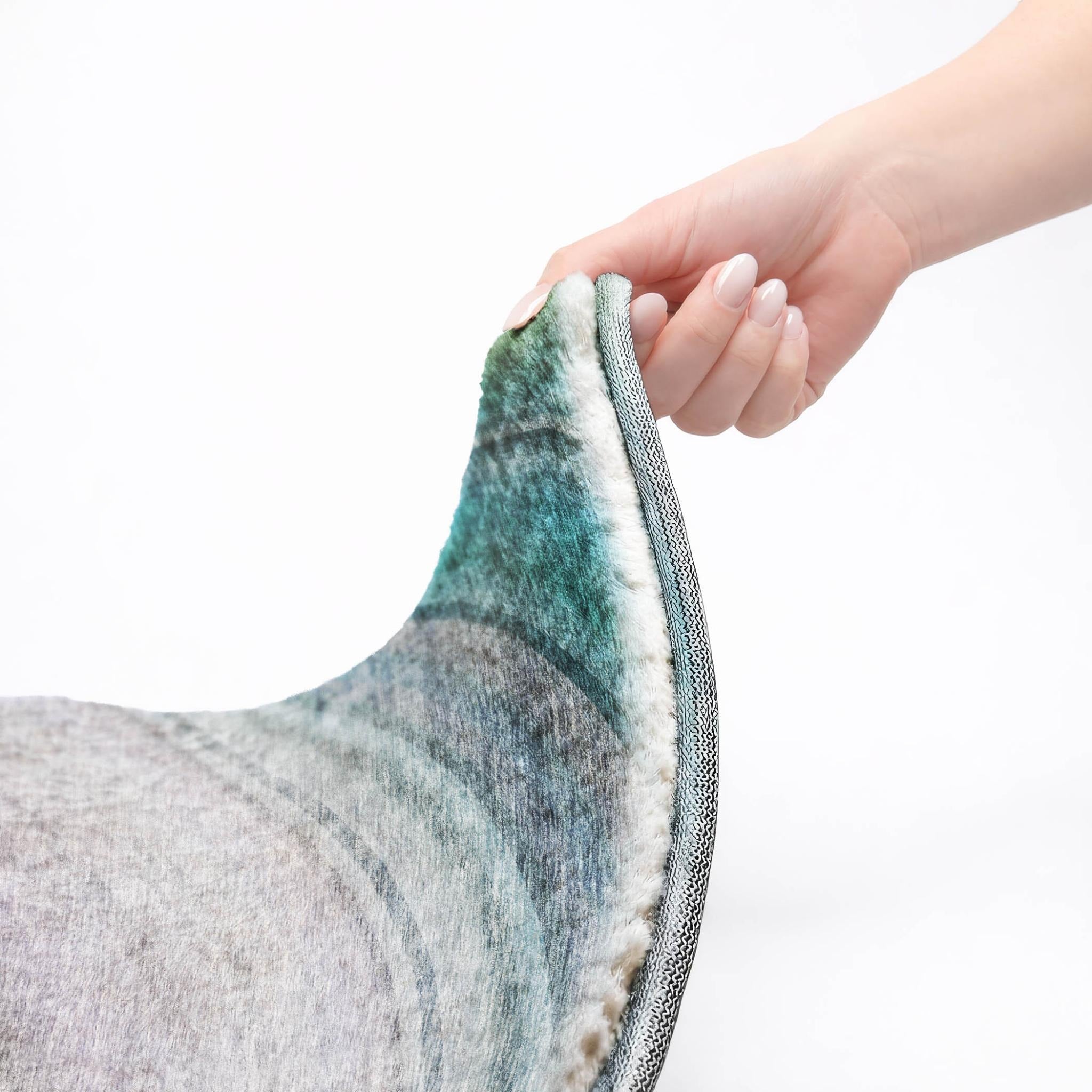3' X 5' Teal And Green Abstract Shag Washable Area Rug With UV Protection - Home & Garden