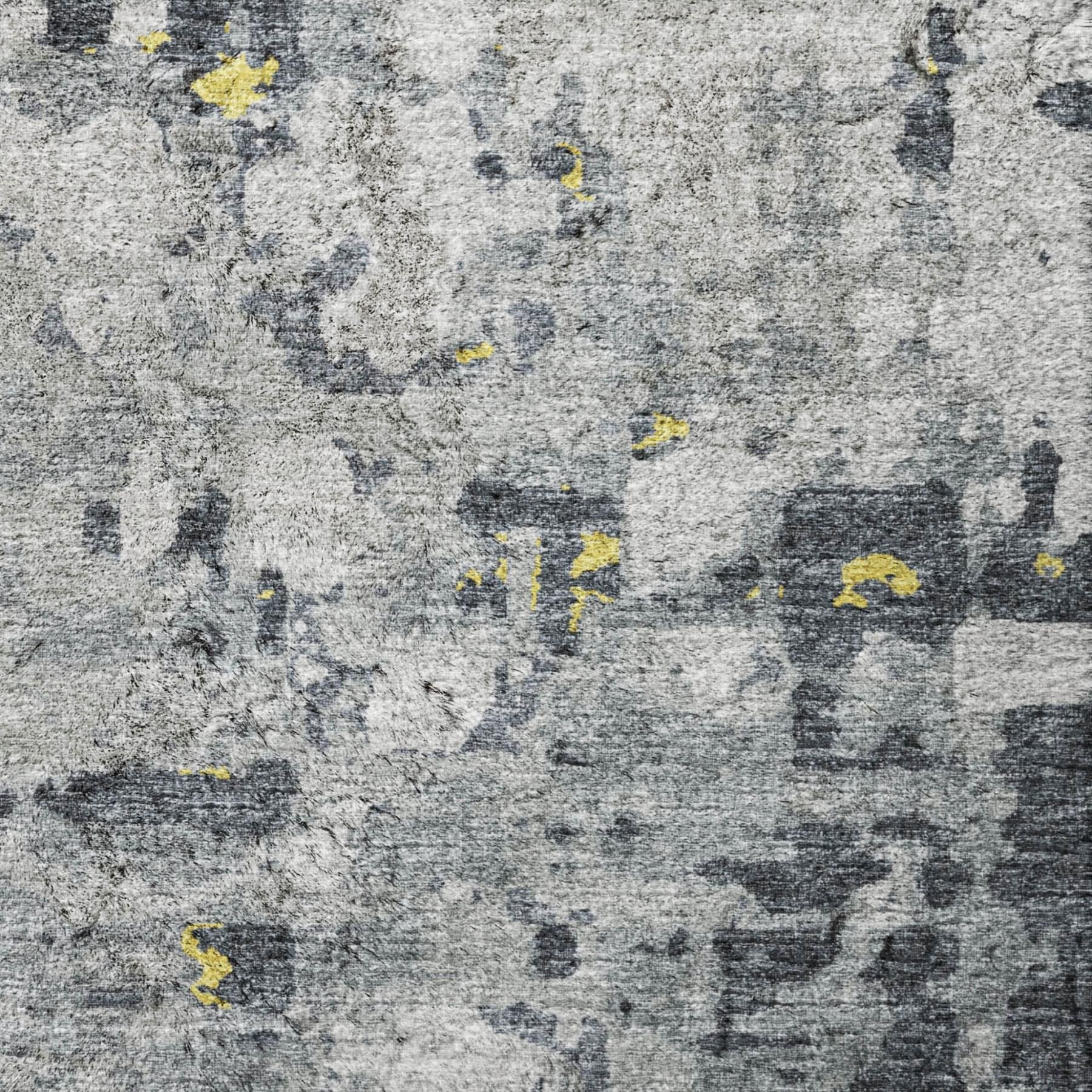 5' X 8' Gray And Charcoal Abstract Shag Washable Area Rug With UV Protection - Home & Garden