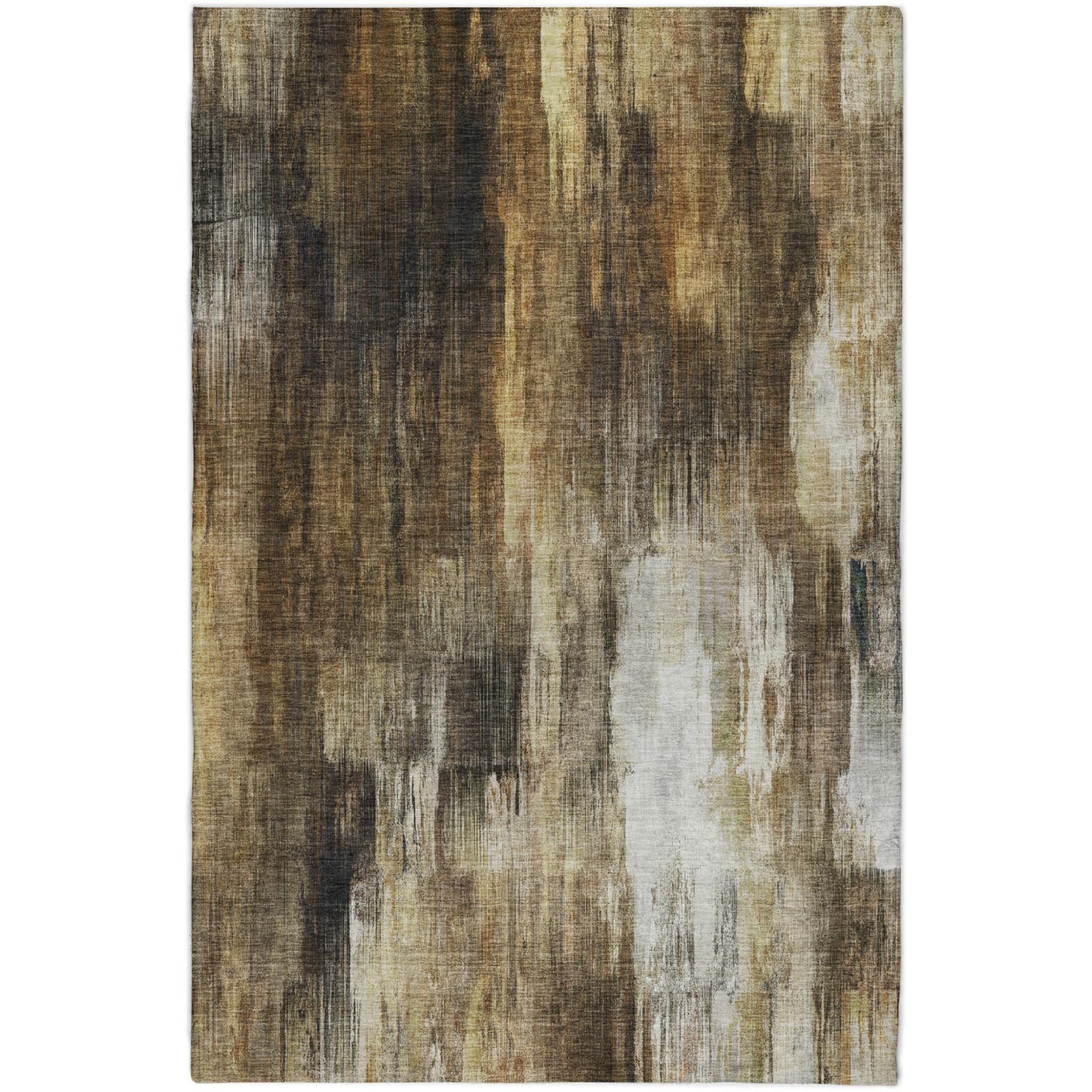 10' X 14' Chocolate And Brown Abstract Shag Washable Area Rug With UV Protection - Home & Garden