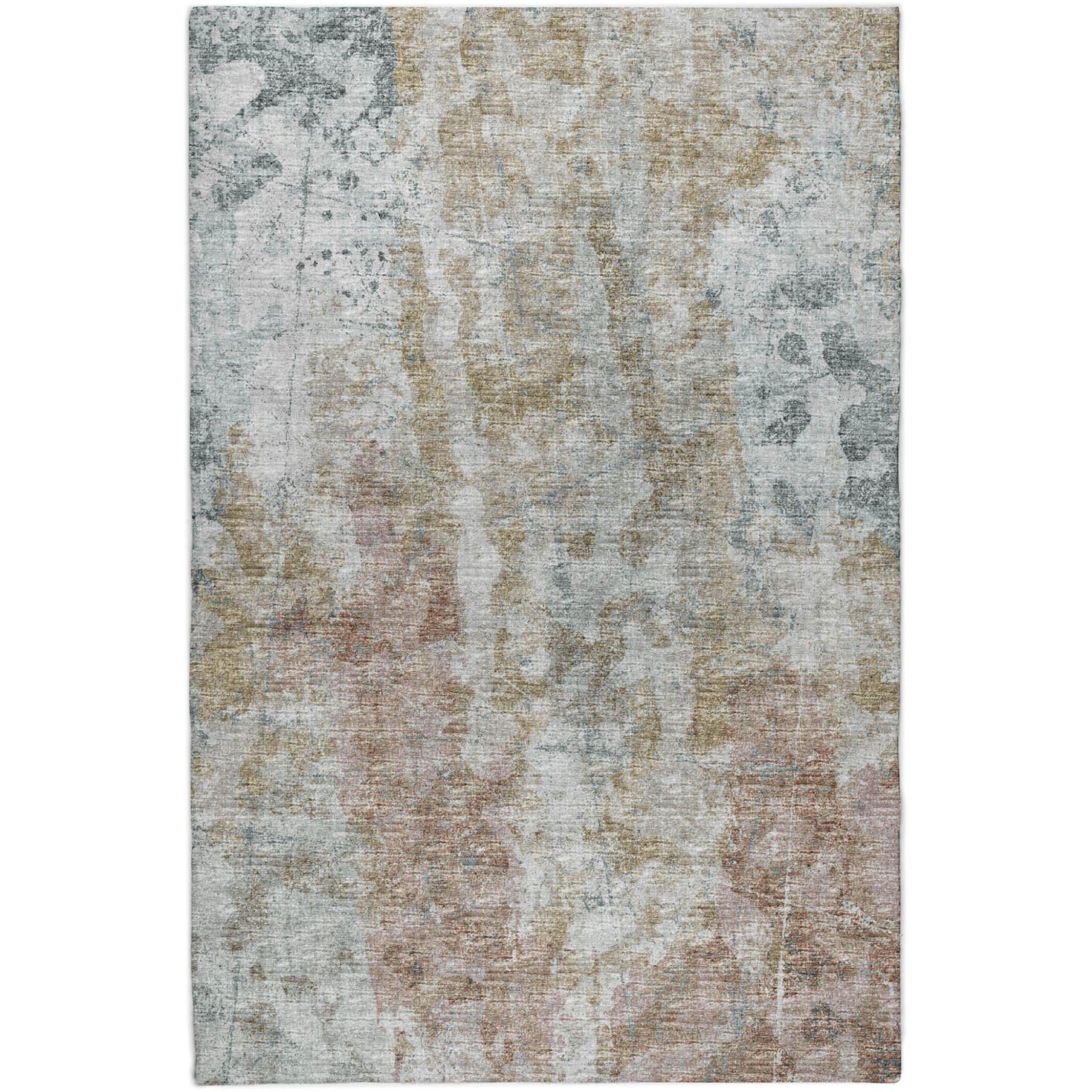 10' X 14' Blue And Gold Abstract Shag Washable Area Rug With UV Protection - Home & Garden