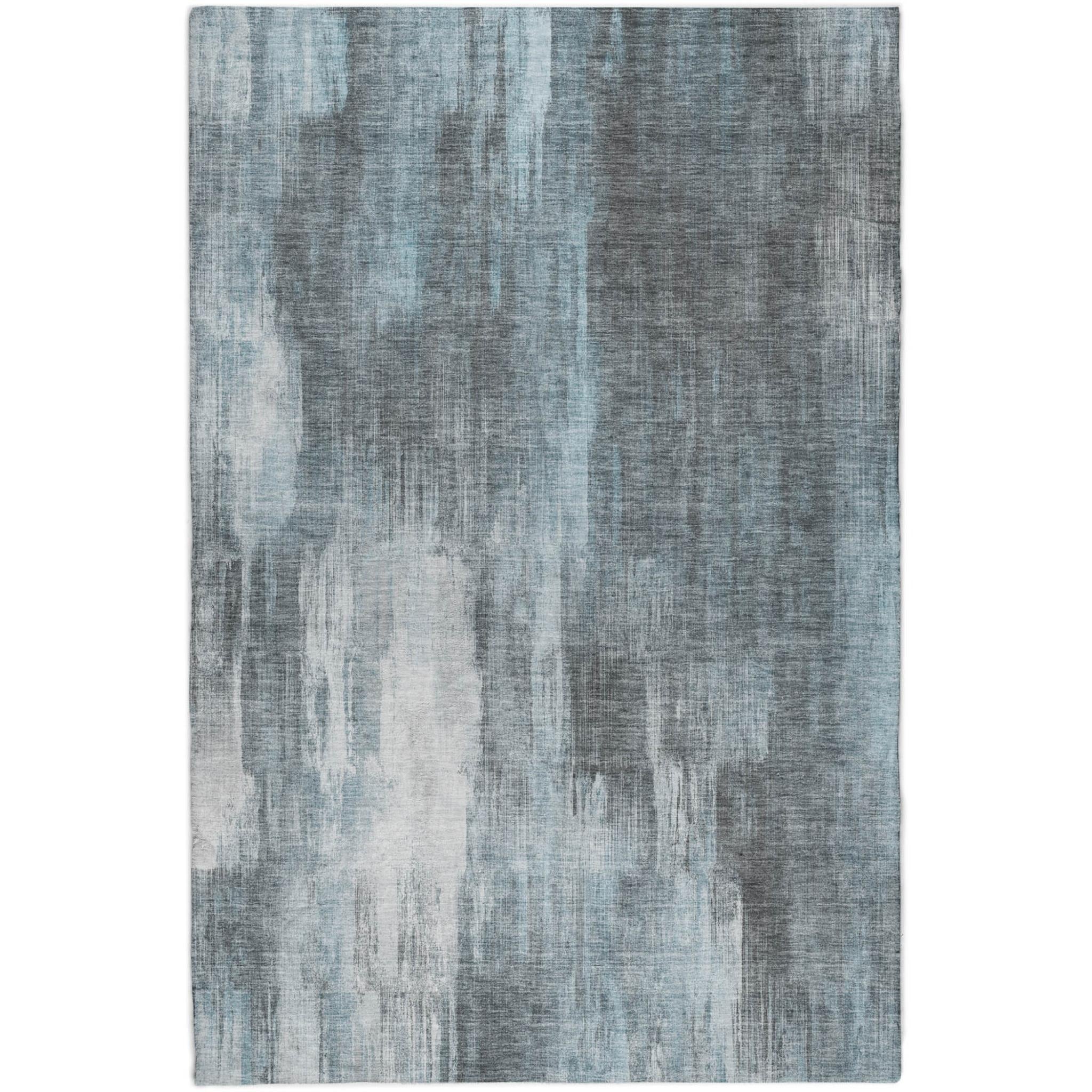 3' X 5' Teal And Ivory Abstract Shag Washable Area Rug With UV Protection - Home & Garden