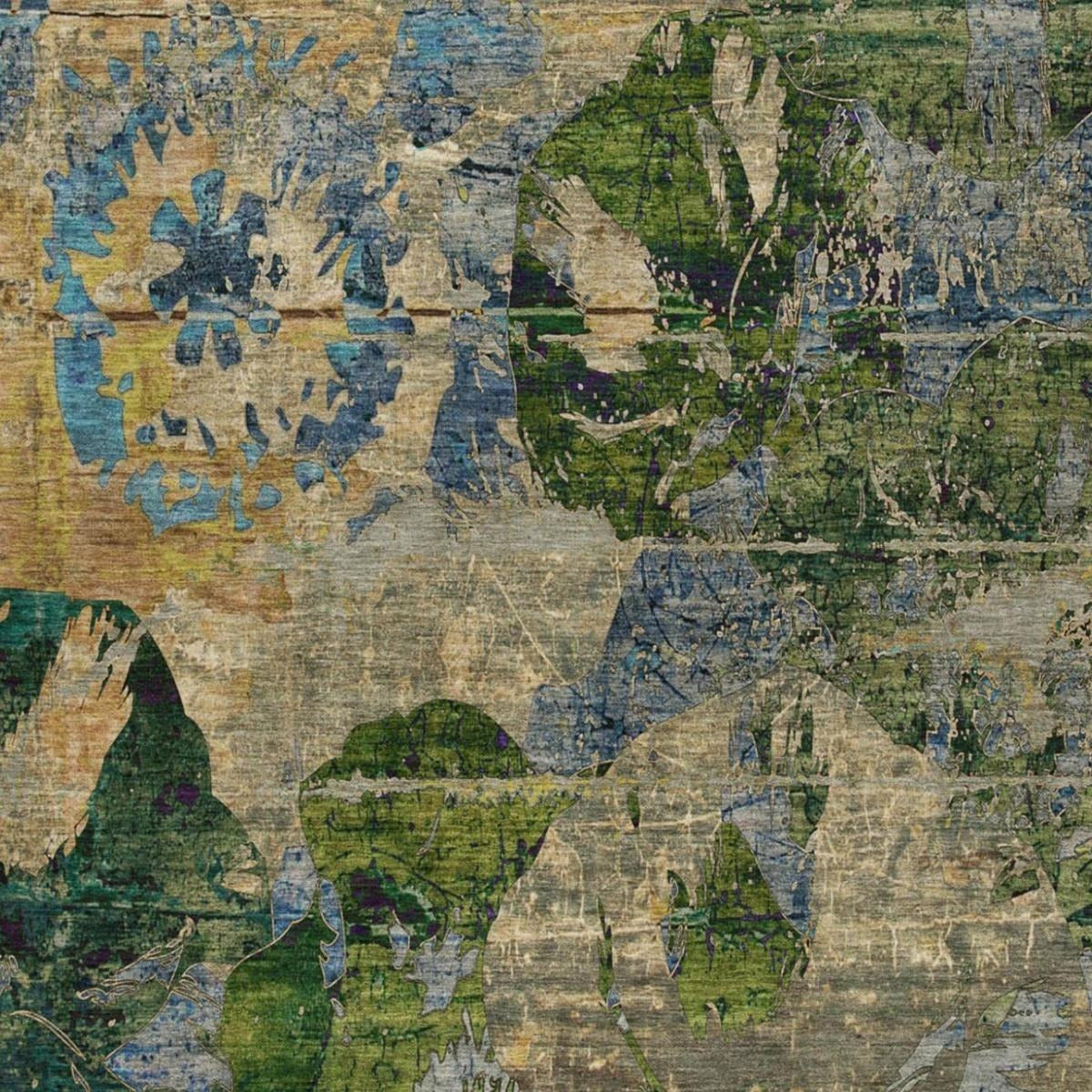 10' X 14' Taupe And Olive Green Abstract Shag Washable Area Rug With UV Protection - Home & Garden