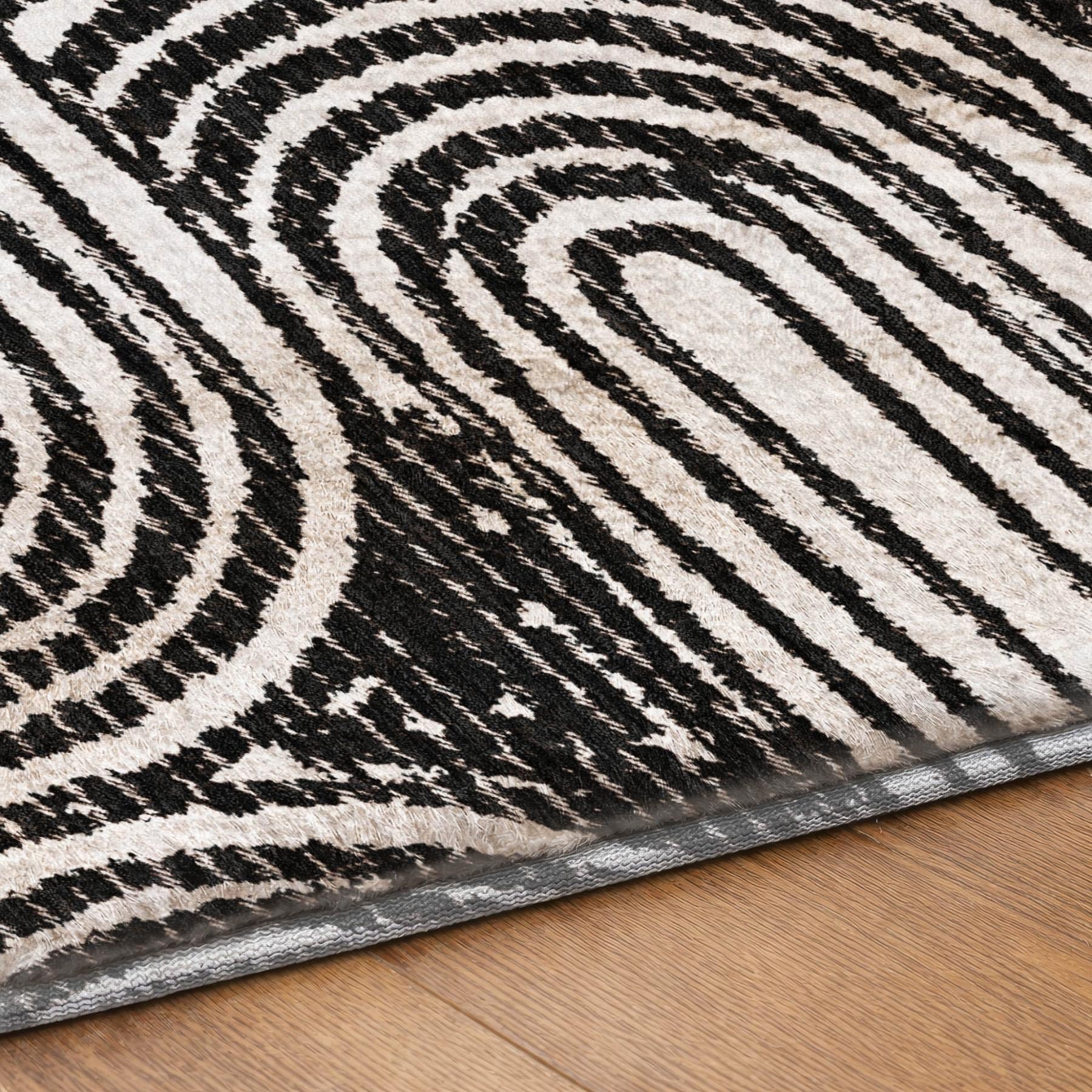 10' X 14' Black And Ivory Geometric Shag Washable Area Rug With UV Protection - Home & Garden