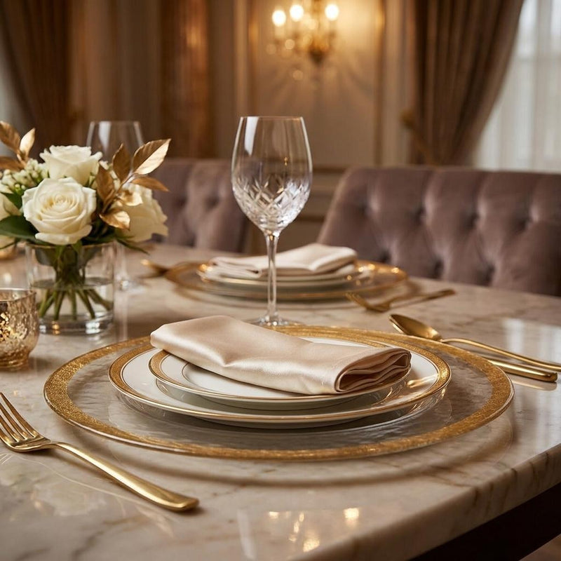 13" Clear And Gold Glass Charger Plate - Kitchen & Dining