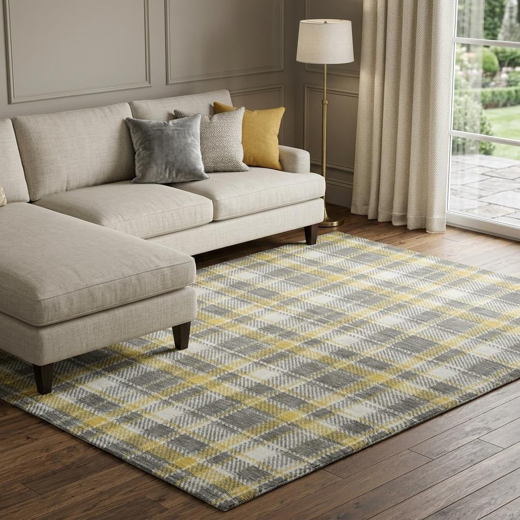 10' X 14' Gray And Ivory Plaid Shag Washable Area Rug With UV Protection - Home & Garden