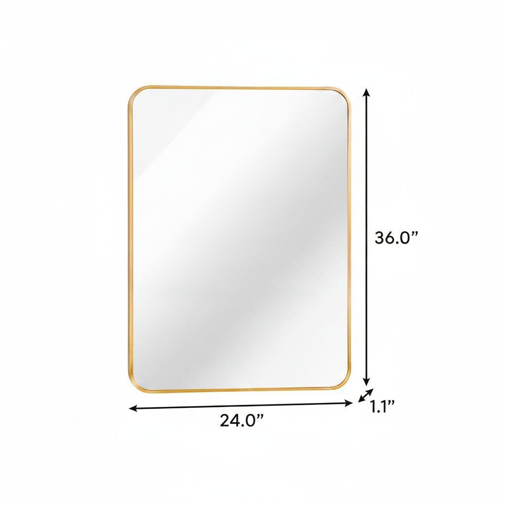 36" Gold Aluminum Framed Bathroom Vanity Mirror - Bed & Bath