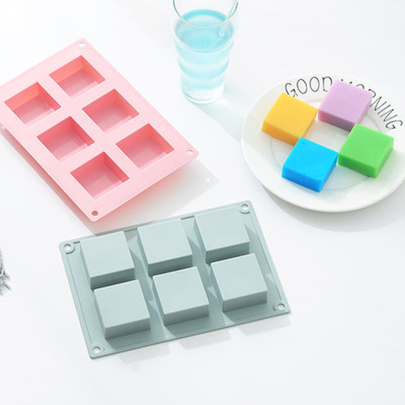 Mould For Handmade Craft Soap Mold Candy Color 6 Cavity Silicone Plain Basic Rectangle Soap Mold Silicone