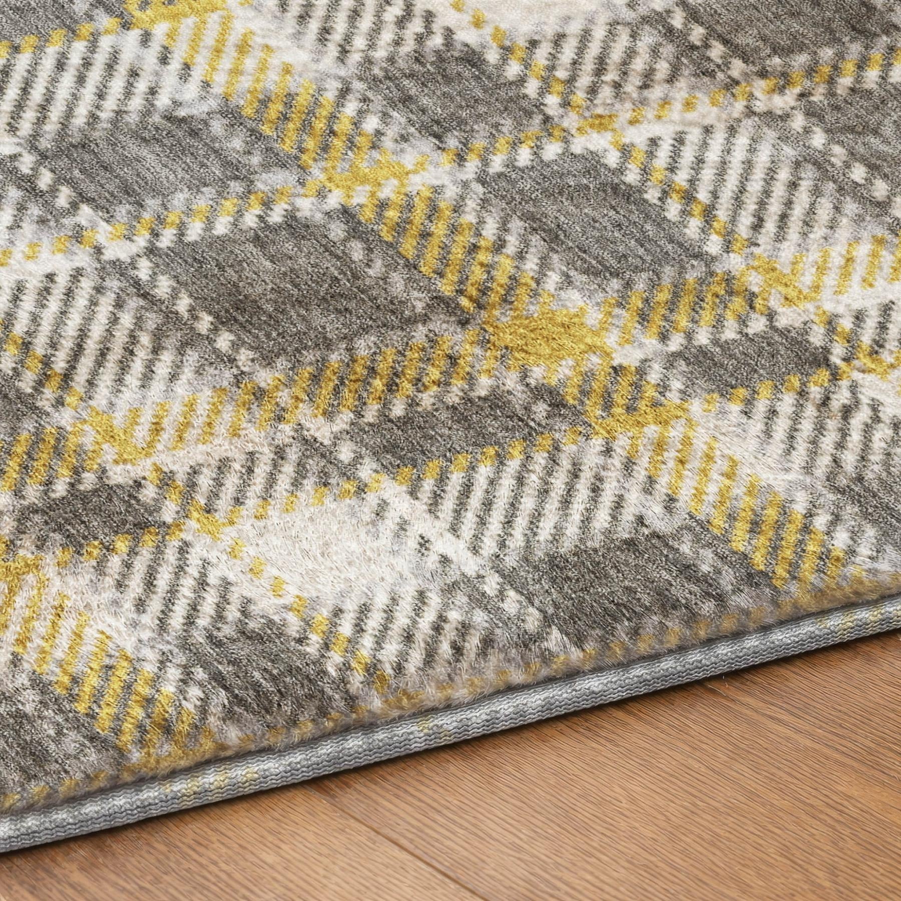 10' X 14' Gray And Ivory Plaid Shag Washable Area Rug With UV Protection - Home & Garden