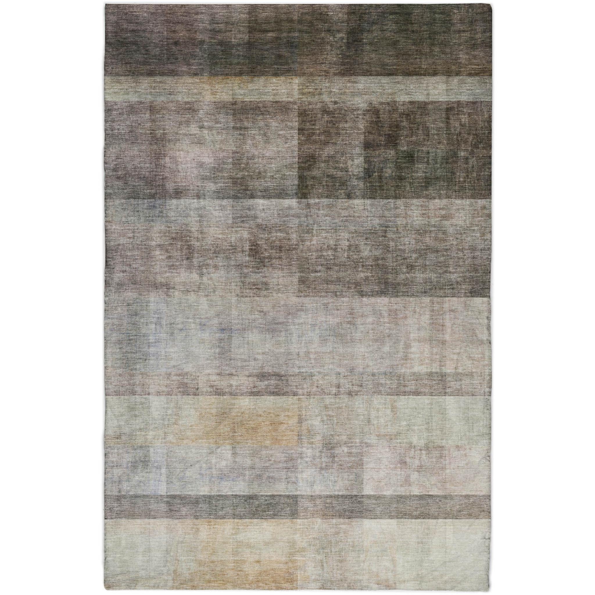 3' X 5' Brown And Gray Geometric Shag Washable Area Rug With UV Protection - Home & Garden