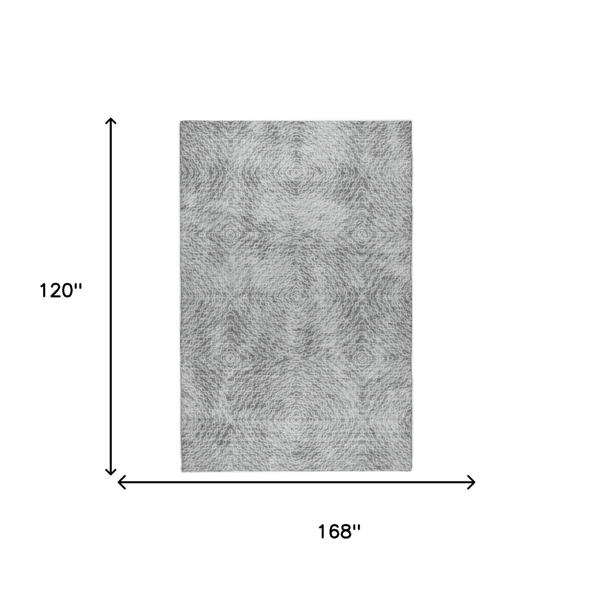 10' X 14' Gray And Beige Abstract Shag Washable Area Rug With UV Protection - Home & Garden