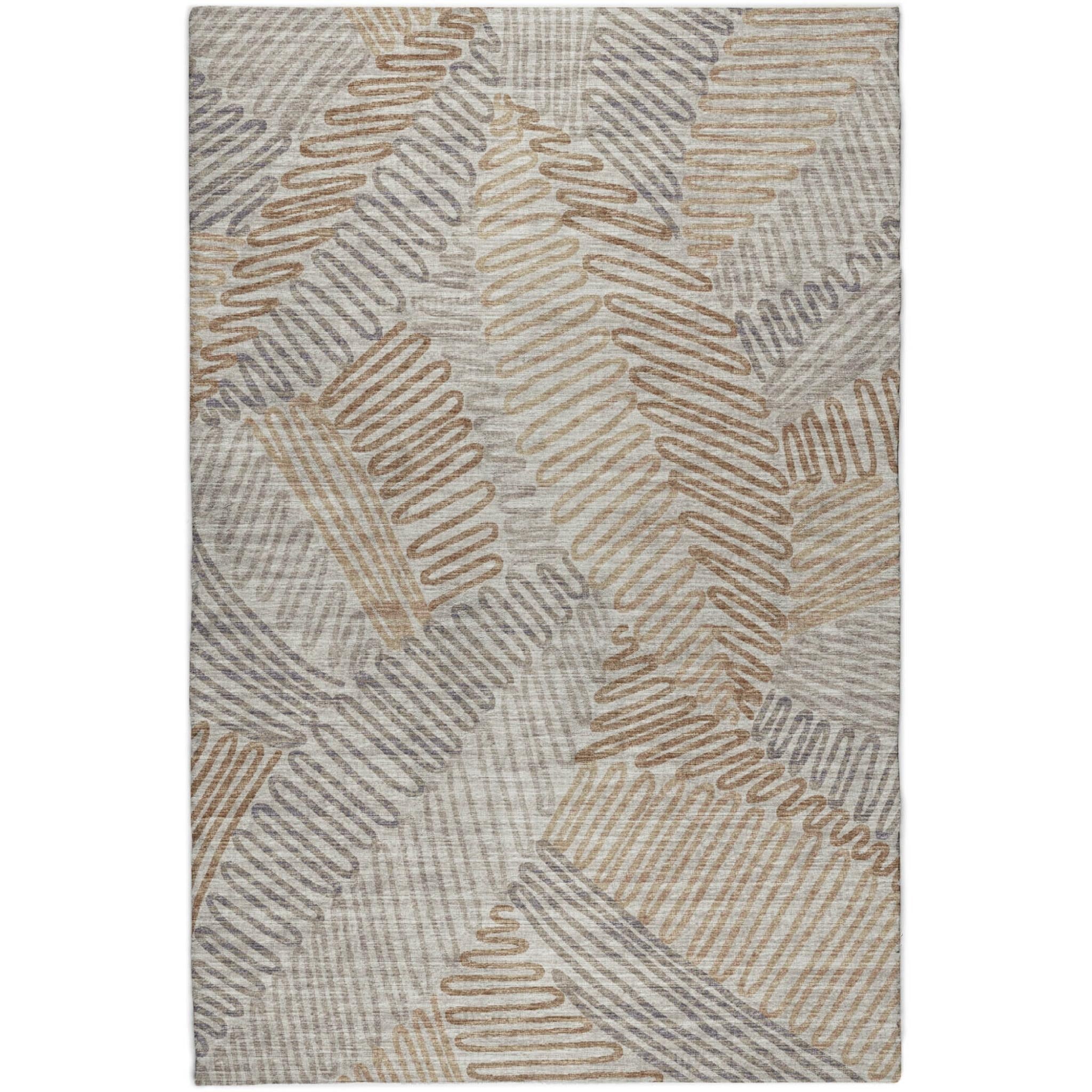 10' X 14' Gray And Brown Striped Shag Washable Area Rug With UV Protection - Home & Garden