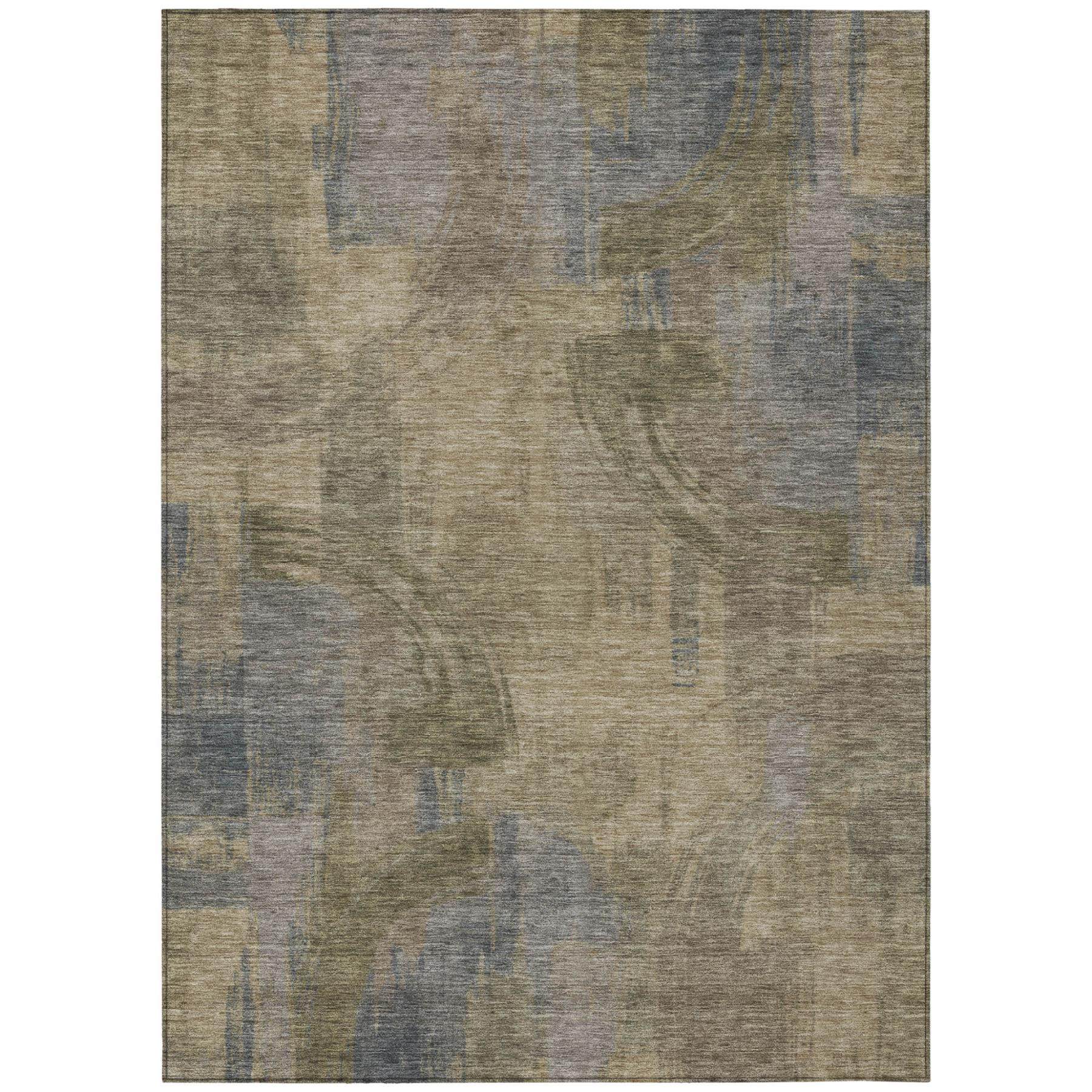 10' X 14' Olive Green And Green Abstract Washable Indoor Outdoor Area Rug - Sports & Outdoor