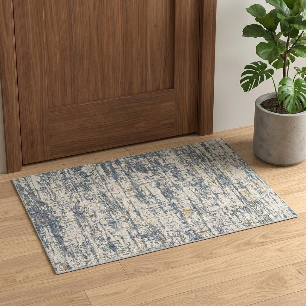 2' X 3' Blue and Ivory Abstract Area Rug - Home & Garden