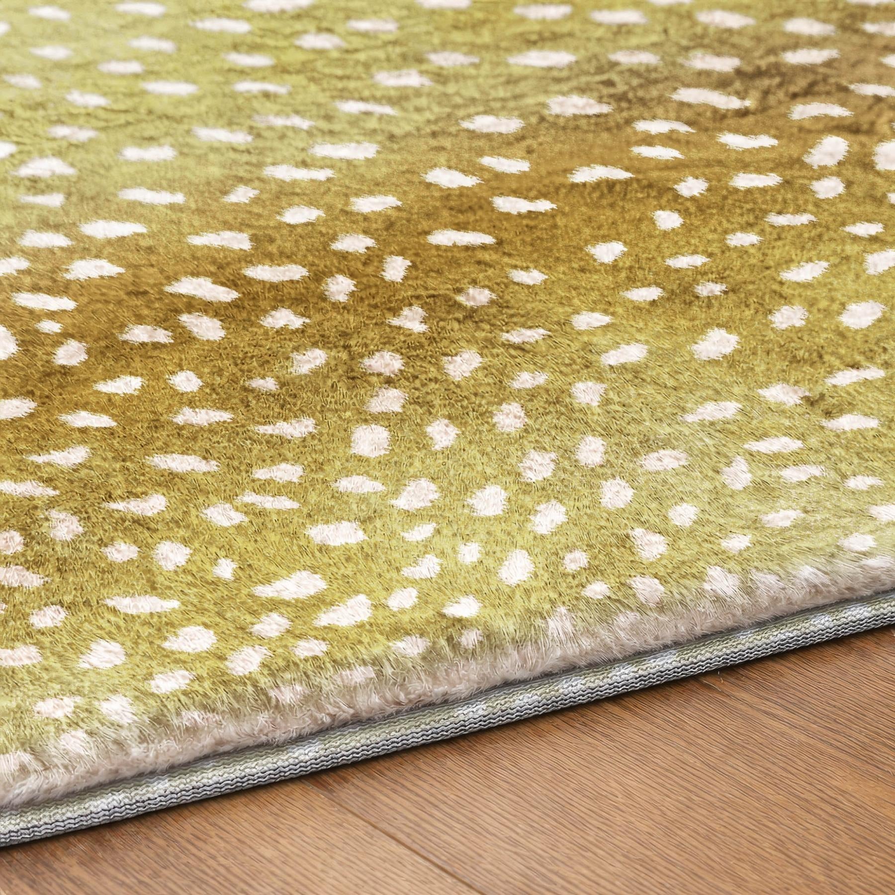 10' X 14' Gold And Silver Animal Print Shag Washable Area Rug With UV Protection - Home & Garden