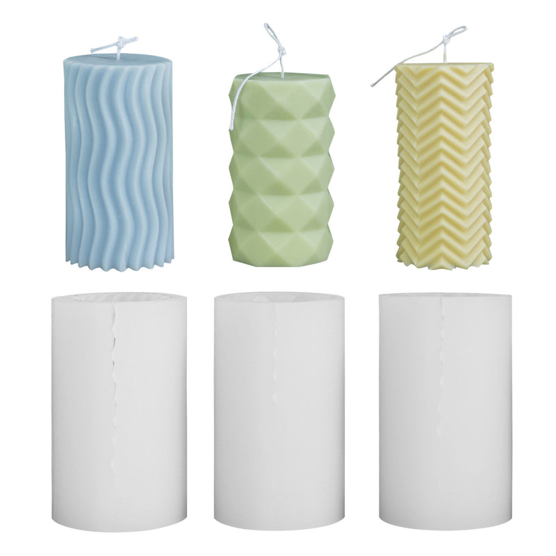 Cylindrical Candle Molds Water Cube Horizontal Fold Vertical Ripple Styles Silicone Mold DIY Aromatherapy Candle Making Mould
