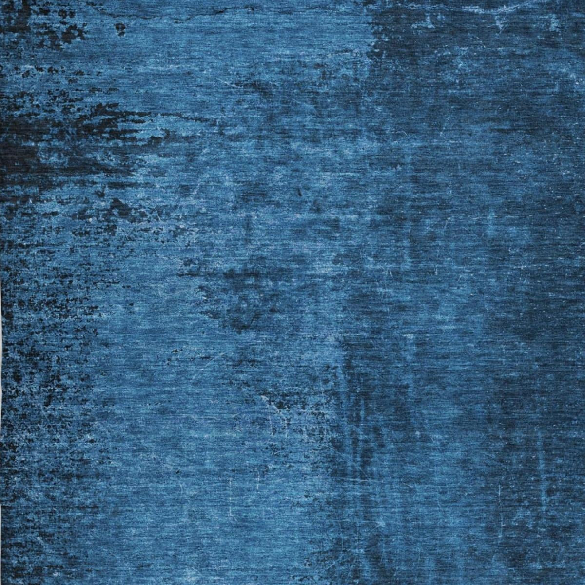 3' X 5' Navy Blue And Charcoal Abstract Shag Washable Area Rug With UV Protection - Home & Garden