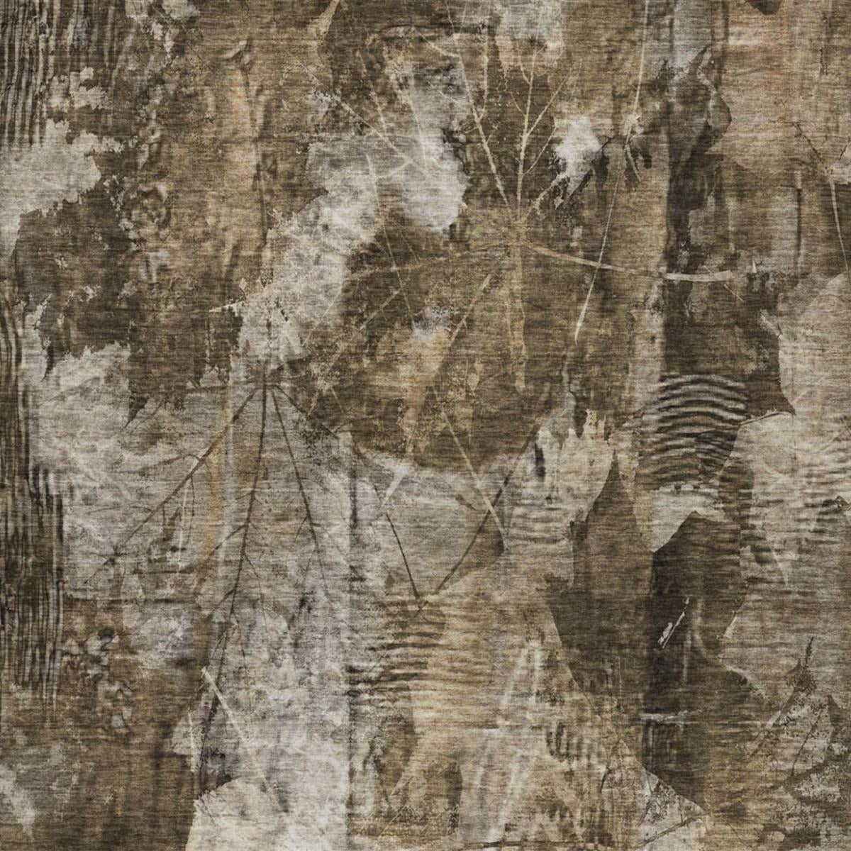 10' X 14' Taupe And Beige Floral Shag Washable Area Rug With UV Protection - Home & Garden