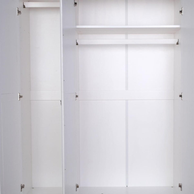 74" White Solid Wood Mirrored Three Door Combo Dresser - Bed & Bath