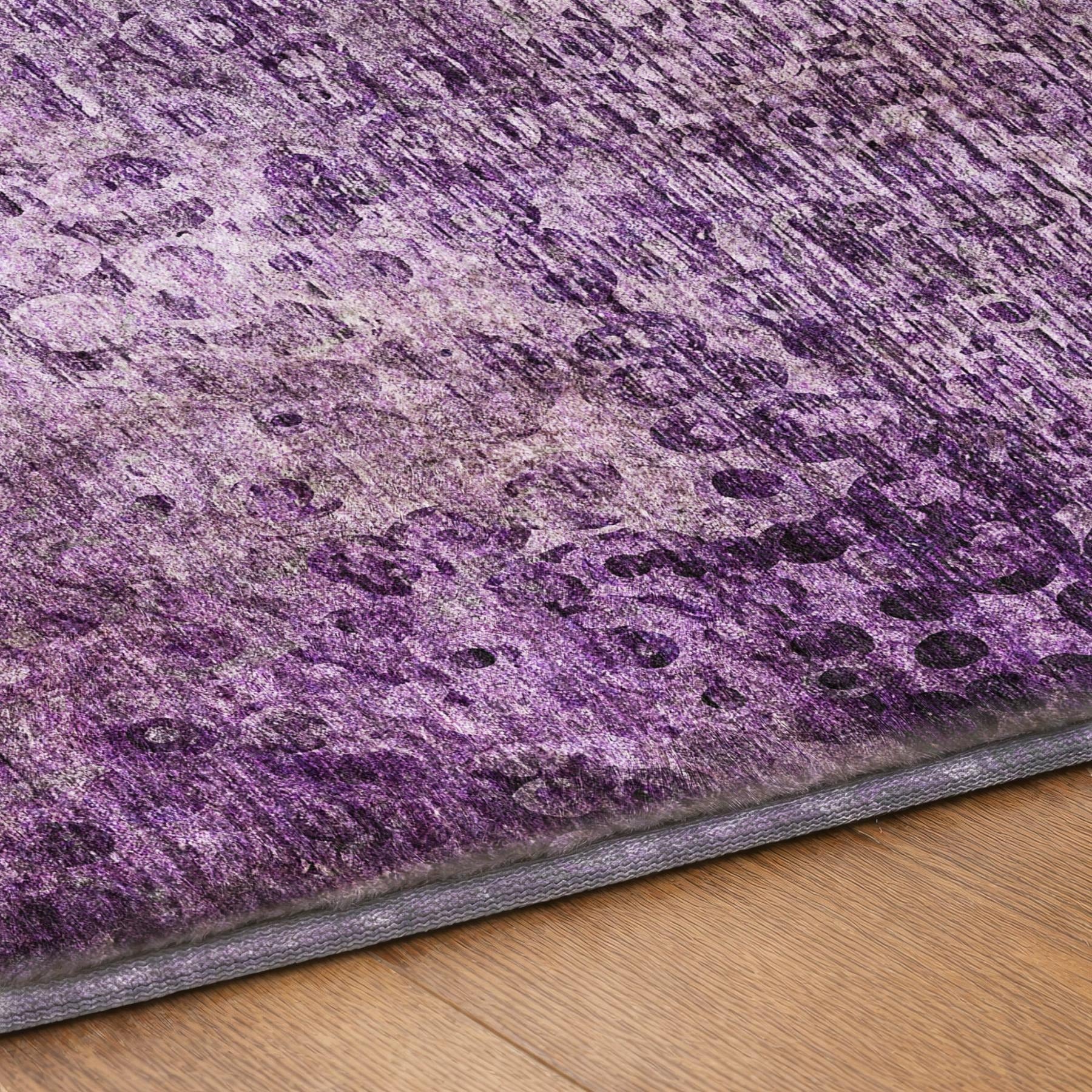 10' X 14' Purple And Ivory Abstract Shag Washable Area Rug With UV Protection - Home & Garden